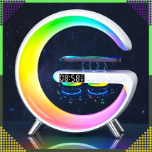 Lampka Nocna Led Sterowana Telefonem Indukcja Qi Głośnik Zegar Budzik RGB