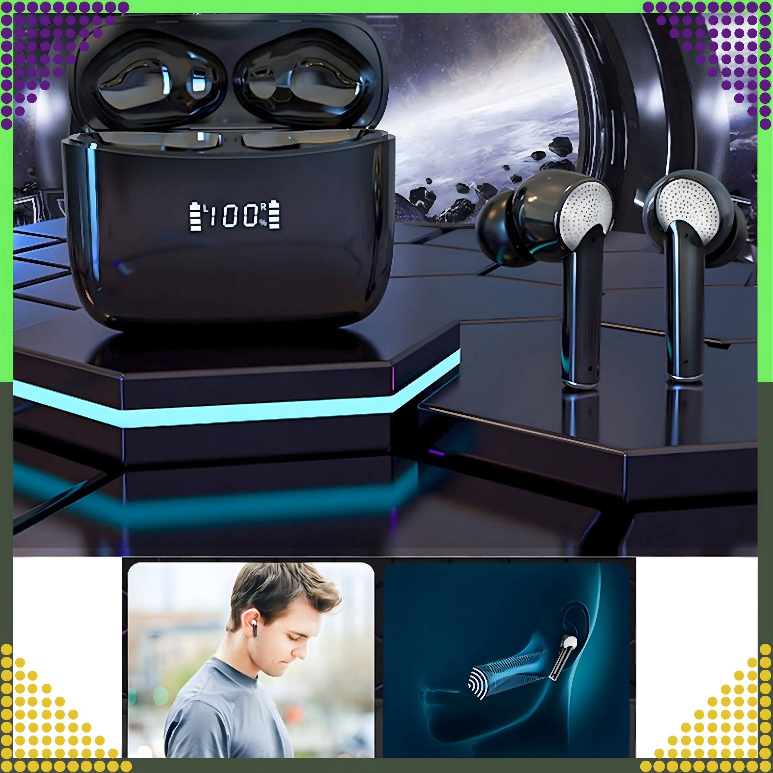 Słuchawki Bezprzewodowe Bluetooth Sportowe do Biegania Powerbank Mikrofon - obrazek 3