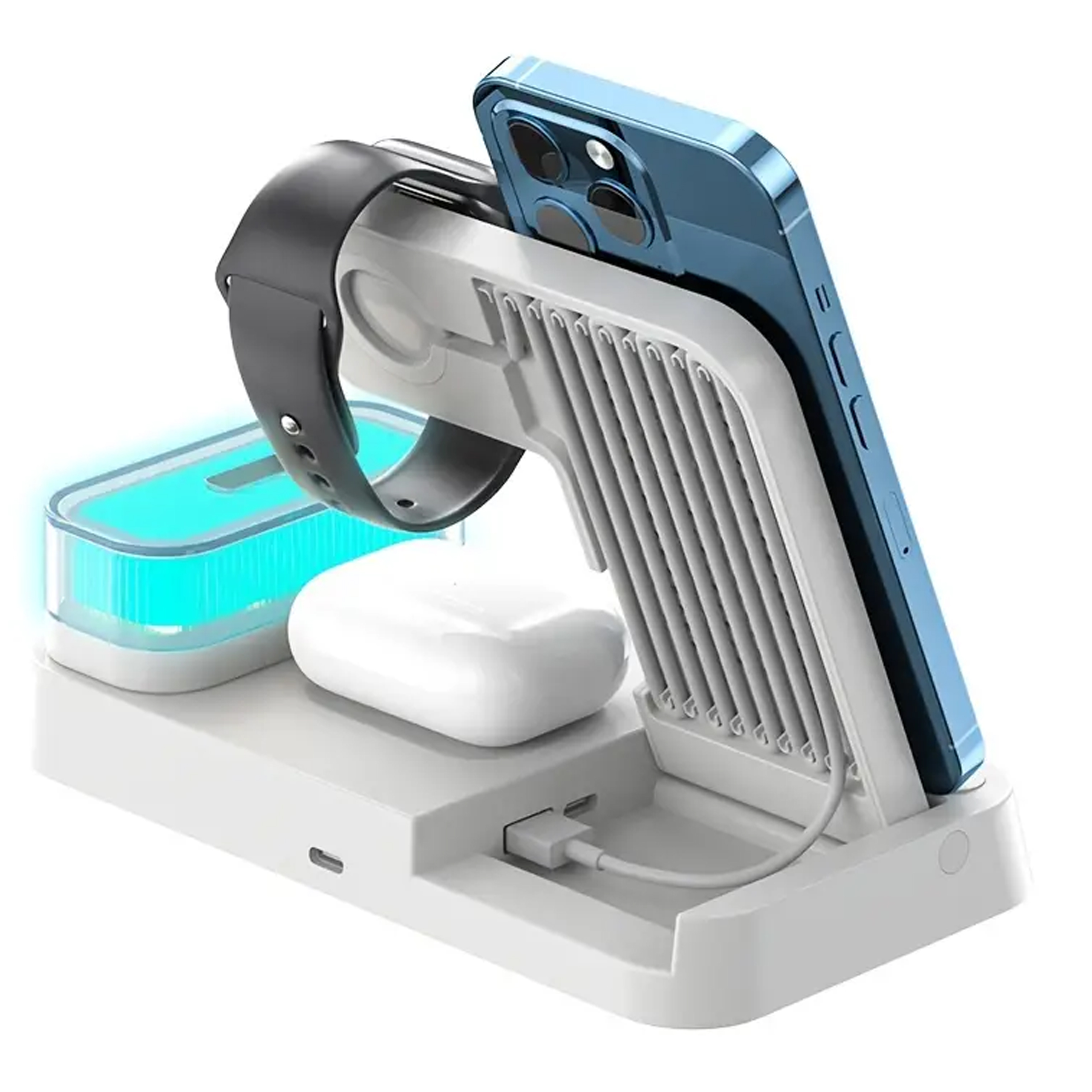 Ładowarka Indukcyjna Stacja Indukcja Bezprzewodowa 15W lampka Nocna 4w1 QI - obrazek 5