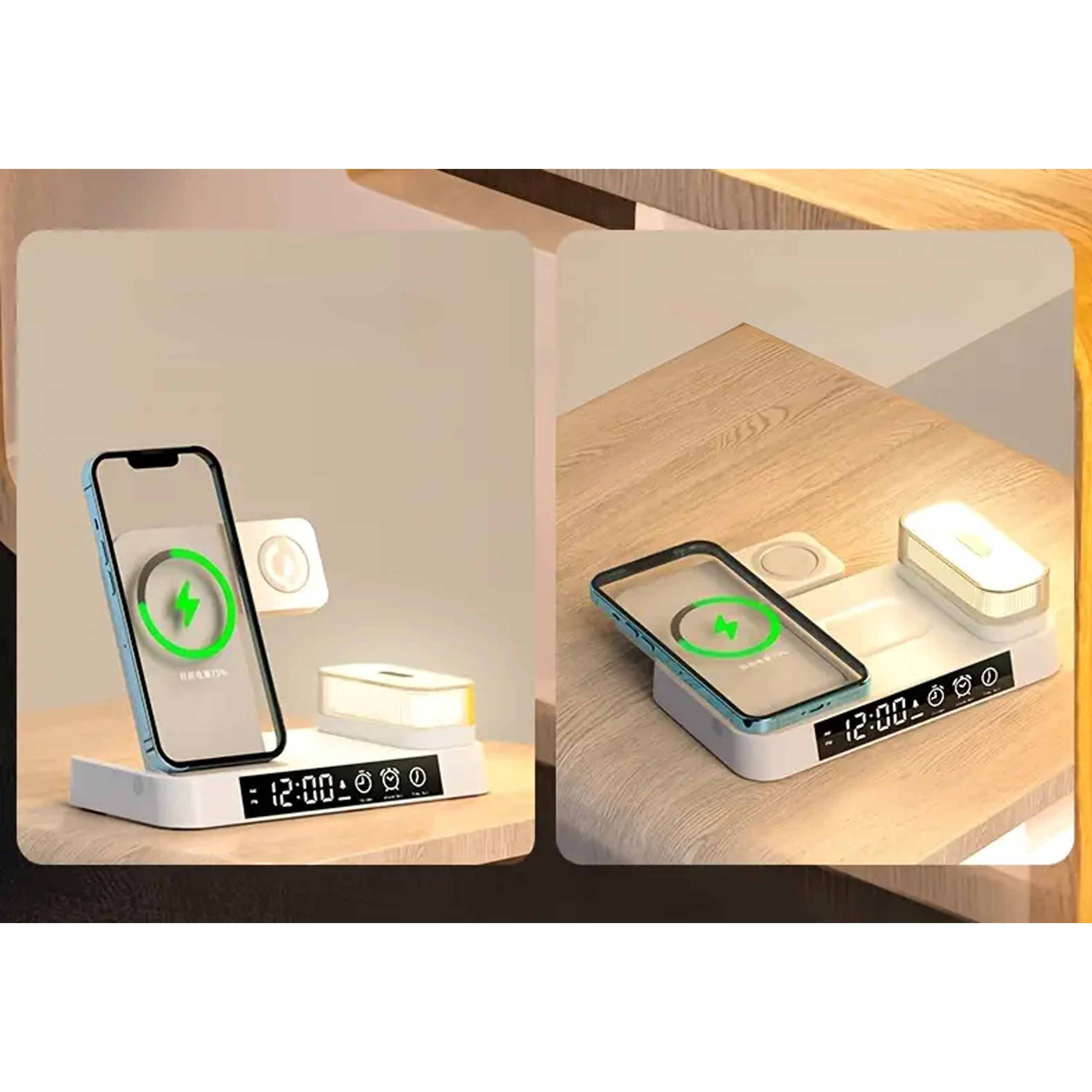 Ładowarka Indukcyjna Stacja Indukcja Bezprzewodowa 15W lampka Nocna 4w1 QI - obrazek 6