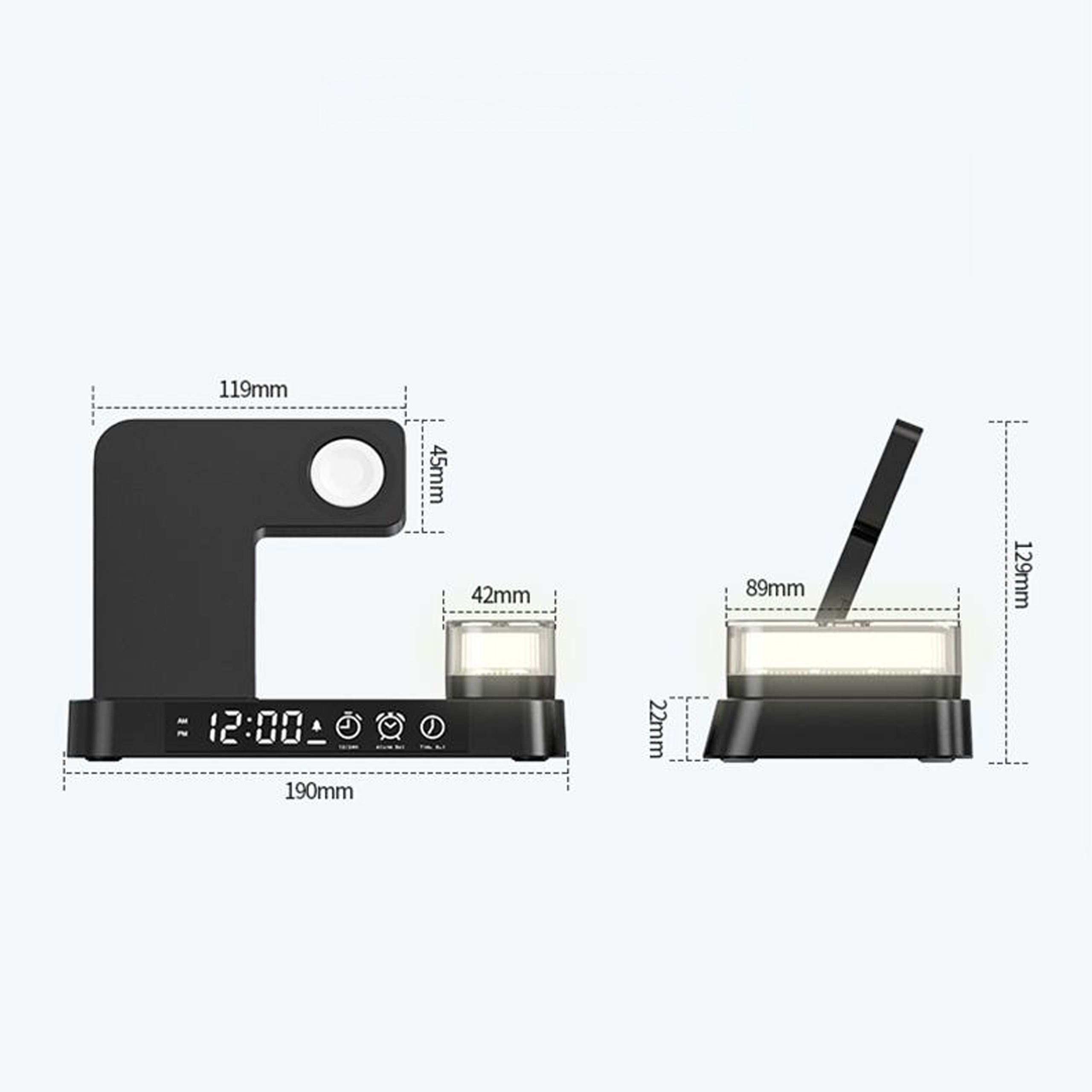 Ładowarka Indukcyjna Stacja Indukcja Bezprzewodowa 15W lampka Nocna 4w1 QI - obrazek 11