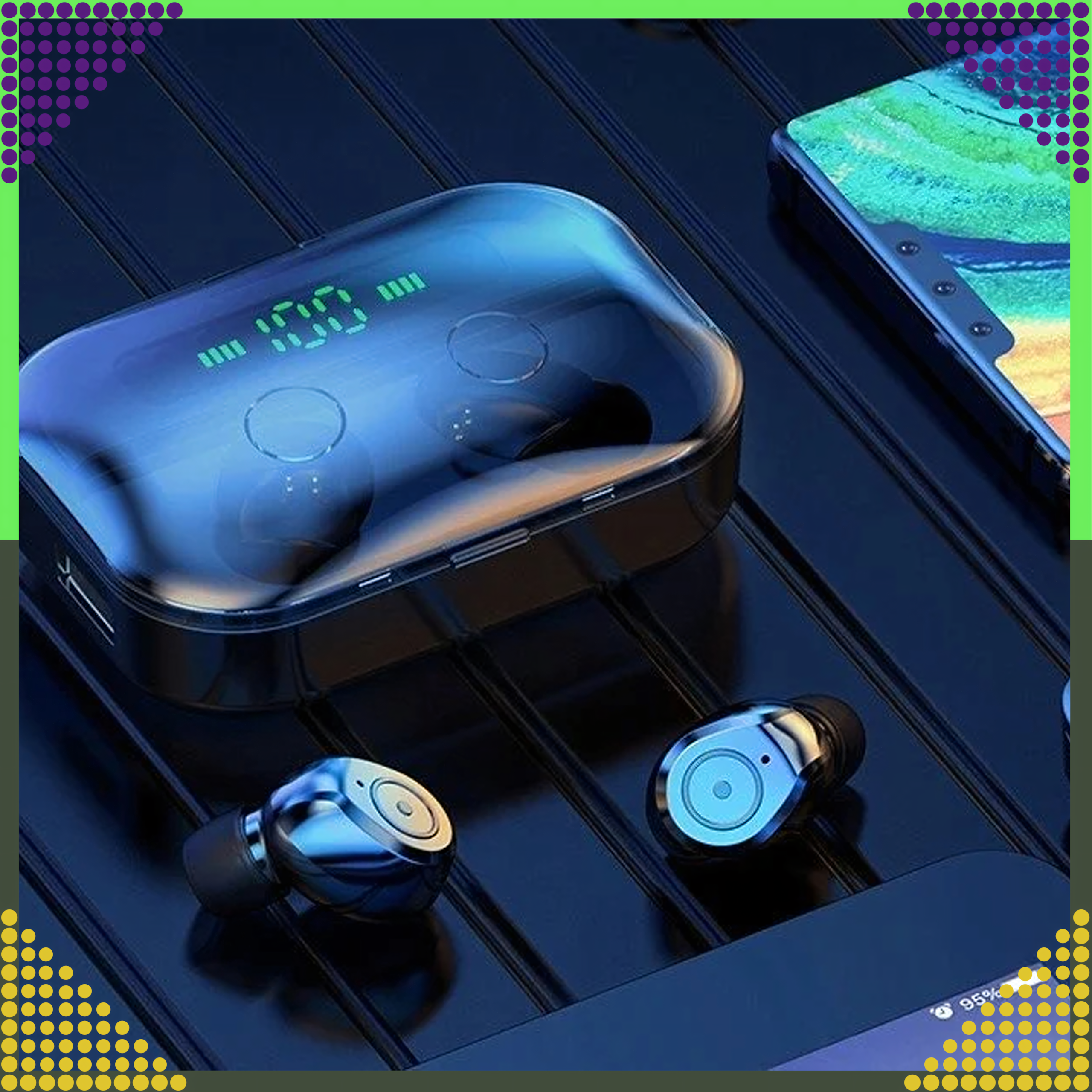 Słuchawki Bezprzewodowe Douszne Bluetooth Powerbank Dotykowe Etui BT + - obrazek 4