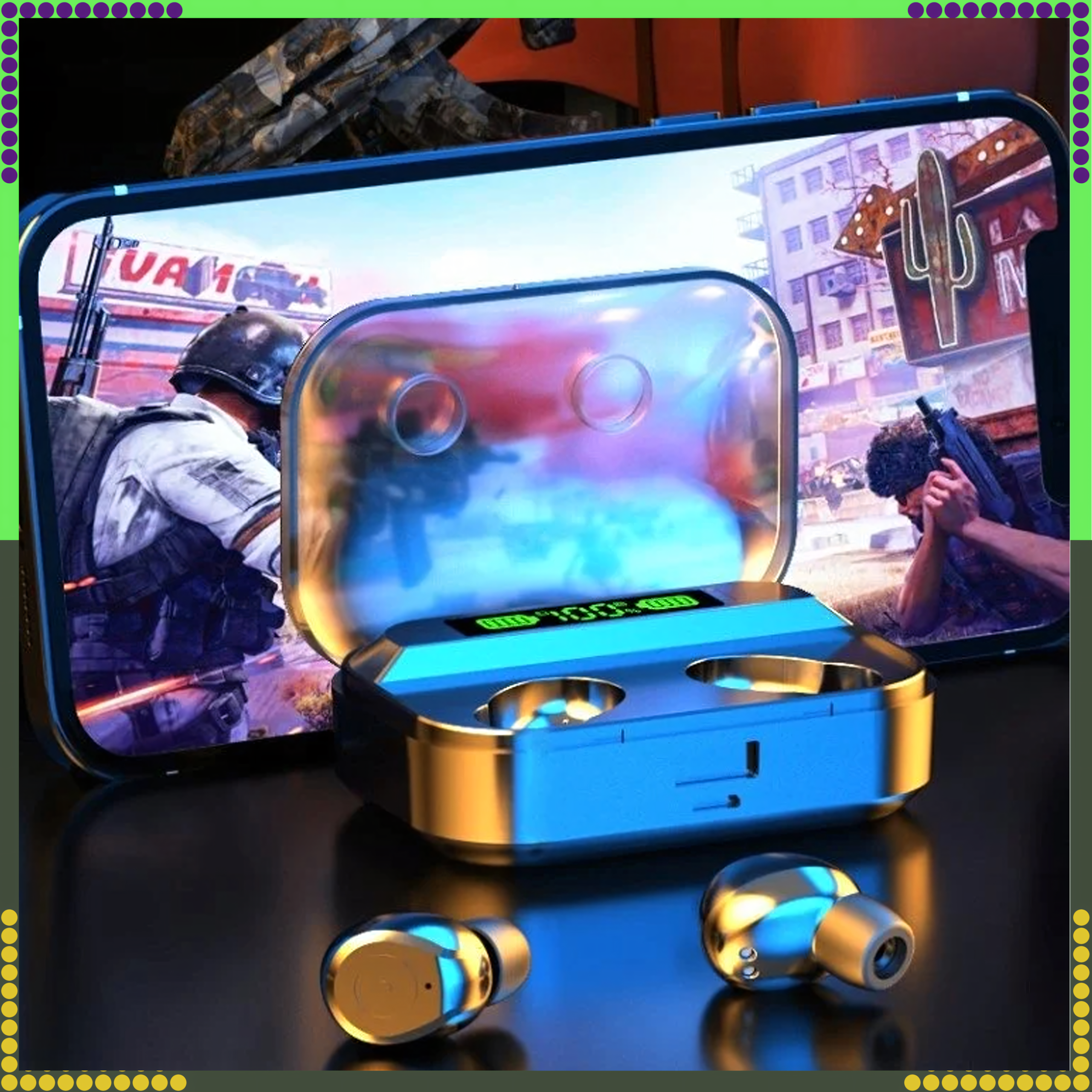 Słuchawki Bezprzewodowe Douszne Bluetooth Powerbank Dotykowe Etui BT + - obrazek 6