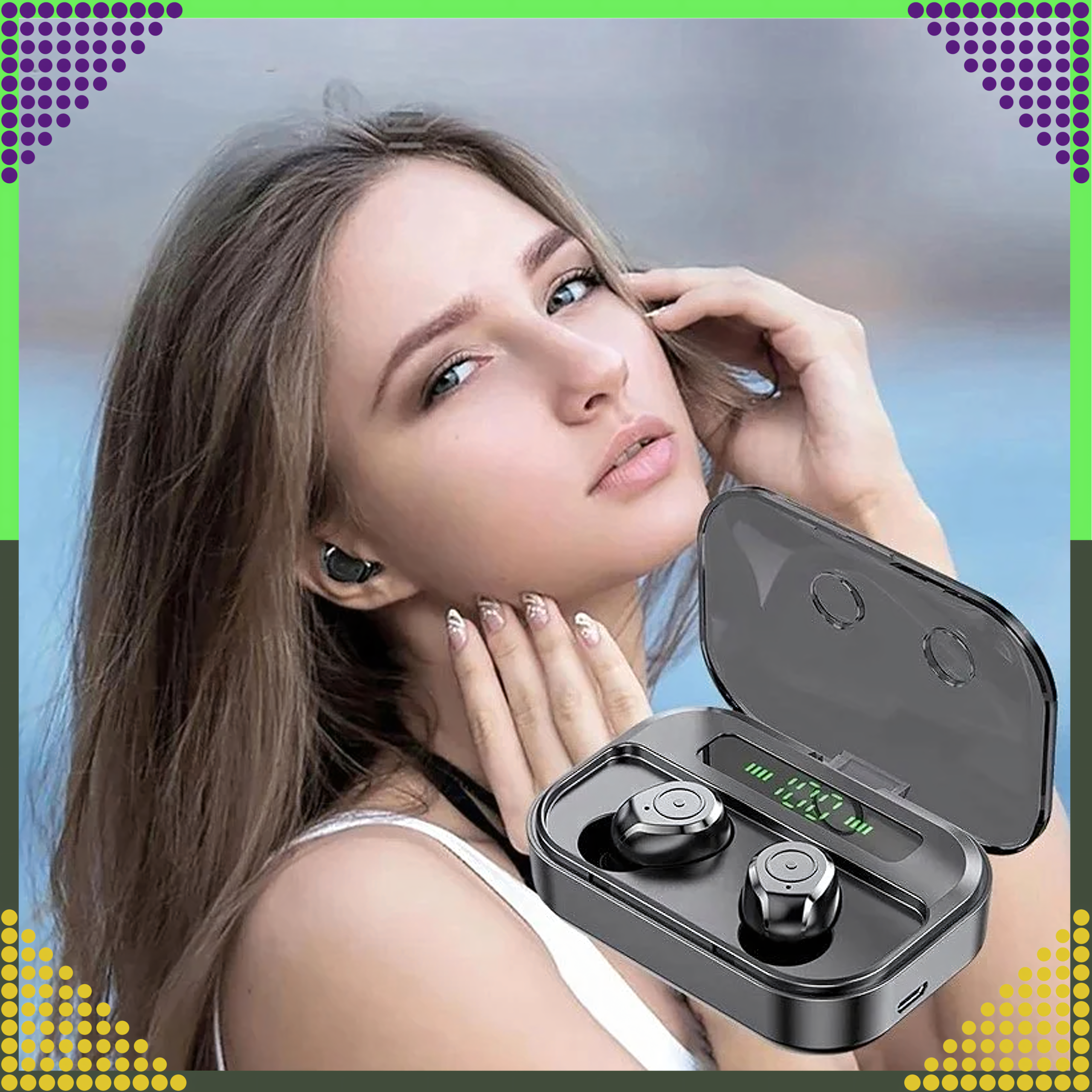 Słuchawki Bezprzewodowe Douszne Bluetooth Powerbank Dotykowe Etui BT + - obrazek 8