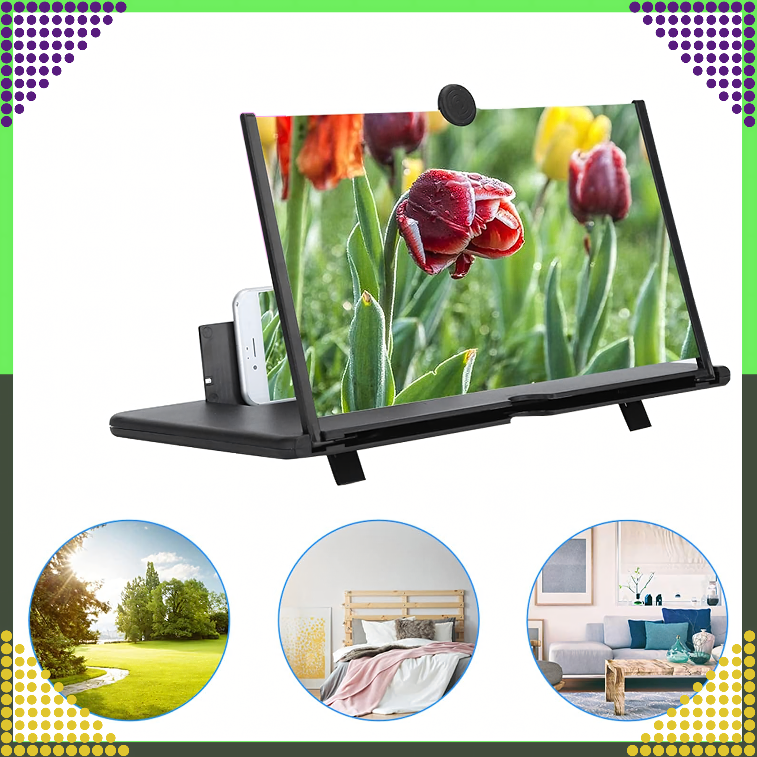 Lupa Szkło Stojak Ekran Powiększający do Telefonu Smartfona Podstawka - obrazek 3