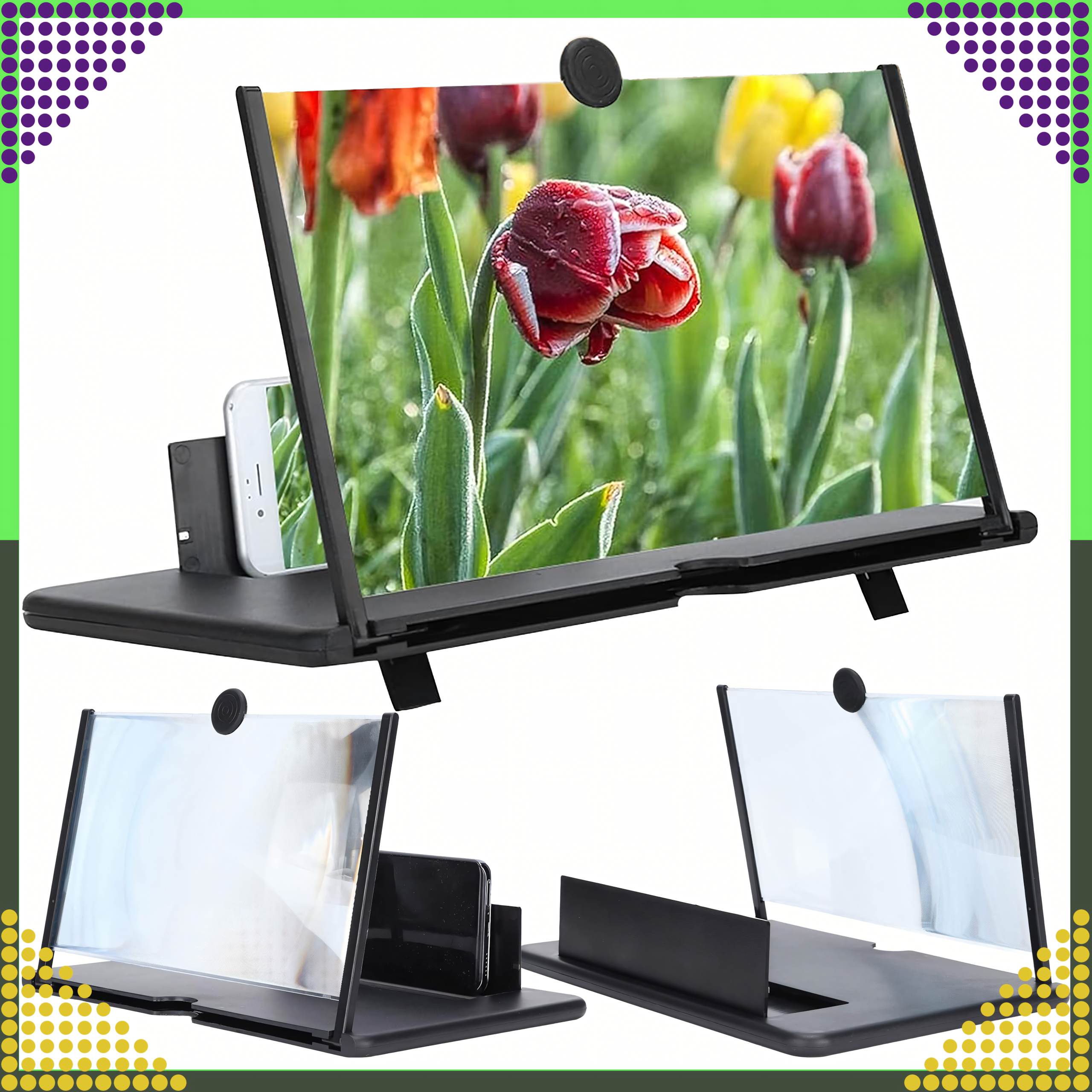 Lupa Szkło Stojak Ekran Powiększający do Telefonu Smartfona Podstawka - obrazek 7