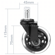 Kółko Do Fotela Krzesła Biurowego Obrotowego Gumowe Kauczukowe Łożyskowane