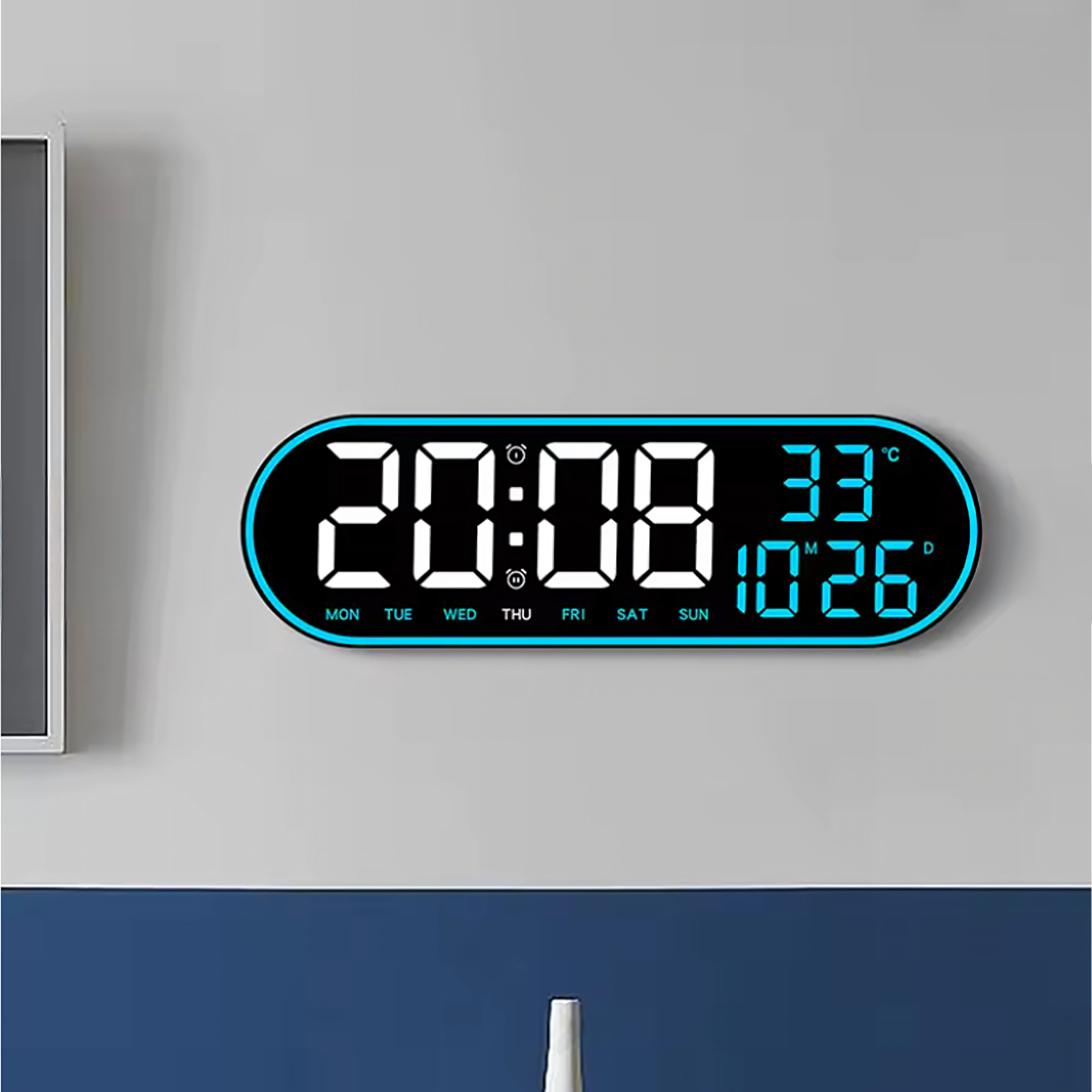 Zegar Ścienny Elektroniczny Cyfrowy Duży Led Temperatura Budzik 38 cm Pilot - obrazek 3