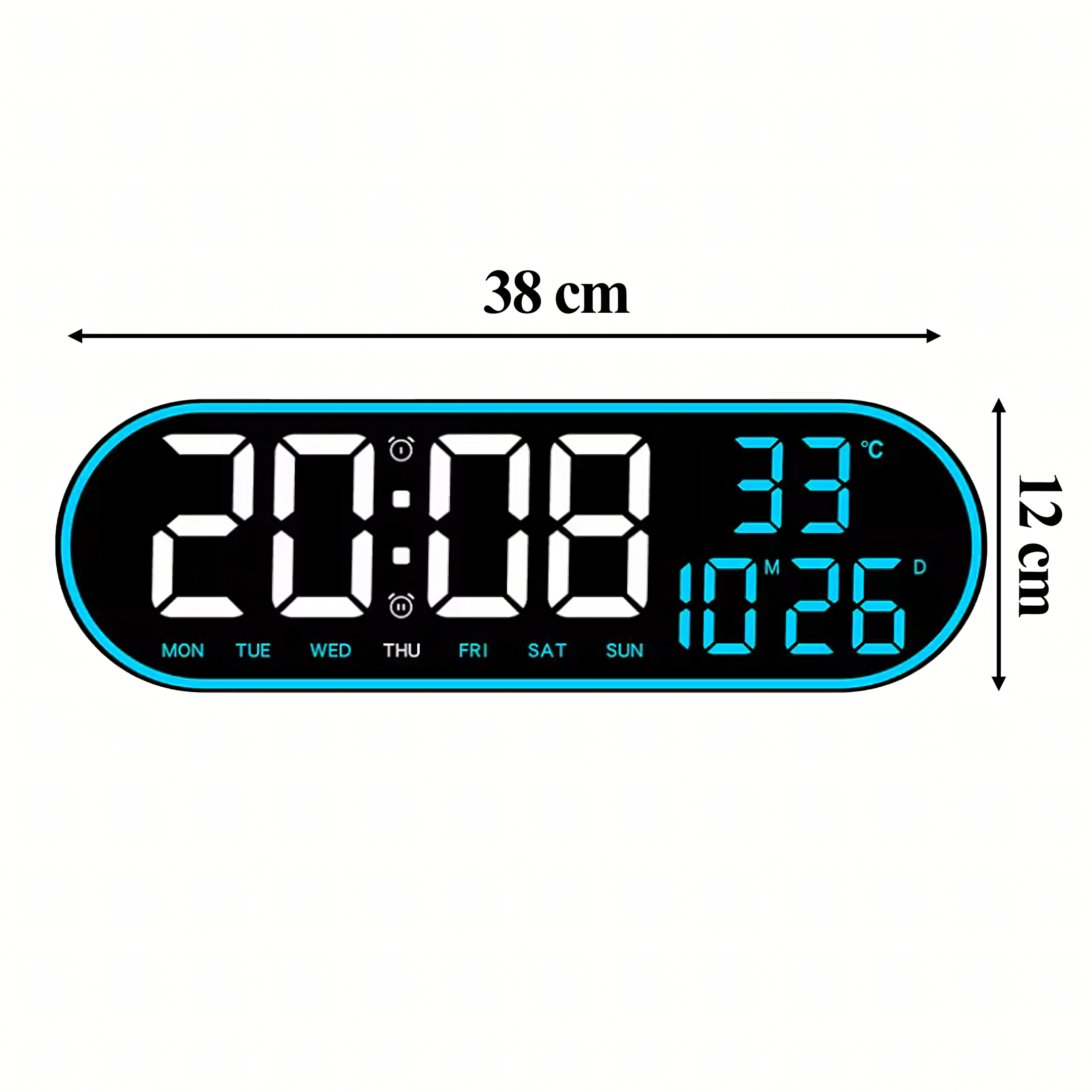 Zegar Ścienny Elektroniczny Cyfrowy Duży Led Temperatura Budzik 38 cm Pilot - obrazek 6