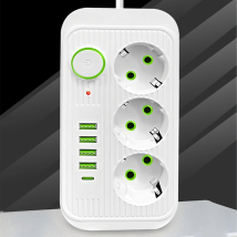 Listwa Zasilająca Przedłużacz Sieć 2m 3 Gniazda 5 x USB Ładowarka Włącznik