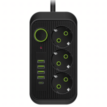 Listwa Zasilająca Przedłużacz Sieć 2m 3 Gniazda 5 x USB Ładowarka Włącznik