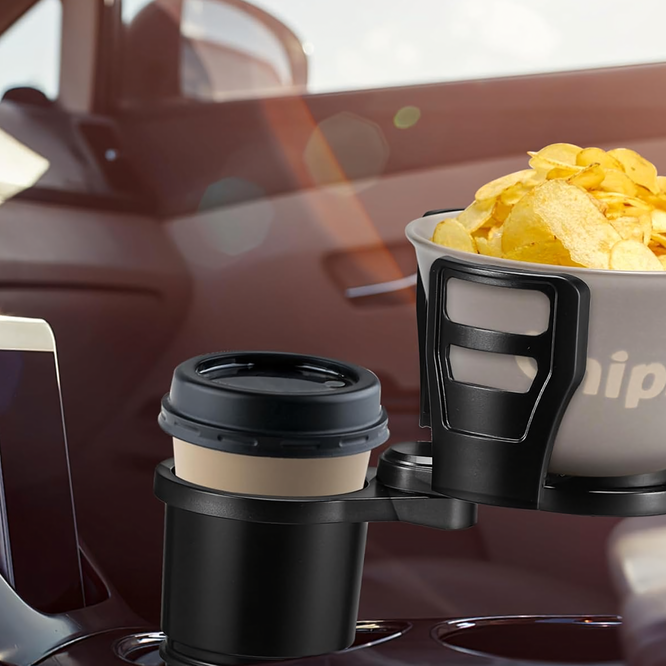 Uchwyt 2w1 Samochodowy na Kubek Napoje Kawę Obrotowy 360° Regulowany - obrazek 3