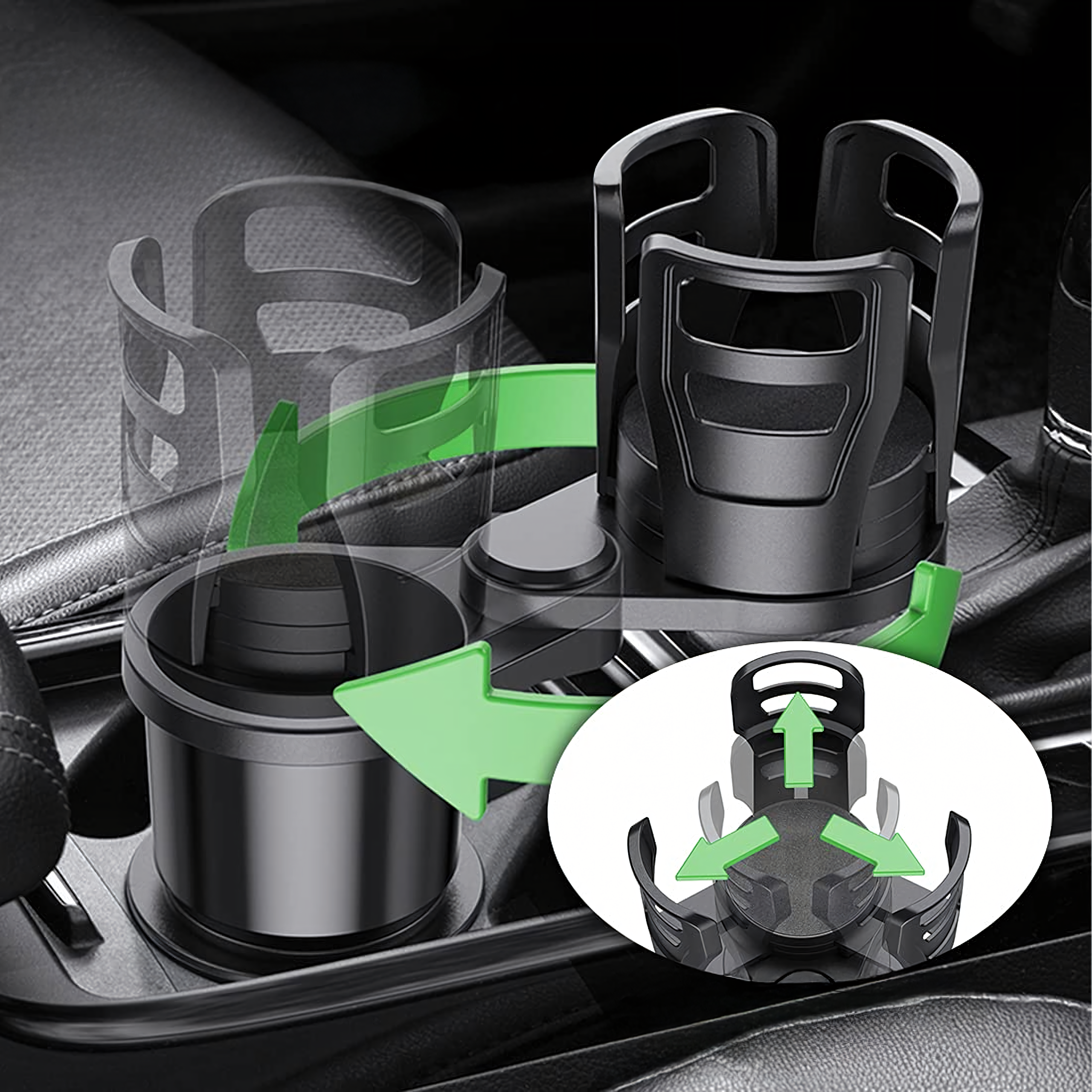 Uchwyt 2w1 Samochodowy na Kubek Napoje Kawę Obrotowy 360° Regulowany - obrazek 4
