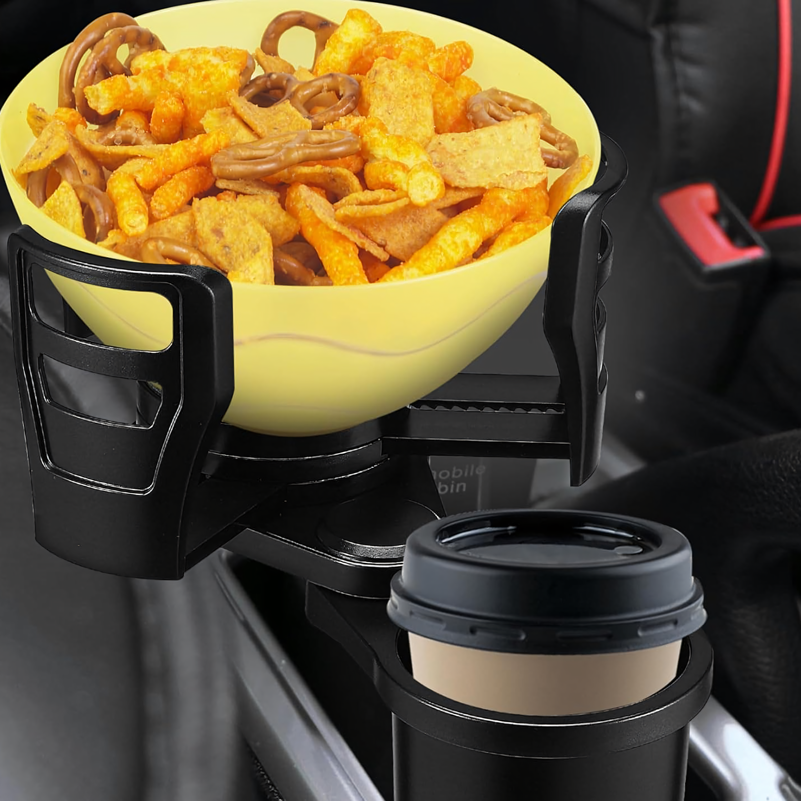 Uchwyt 2w1 Samochodowy na Kubek Napoje Kawę Obrotowy 360° Regulowany - obrazek 11