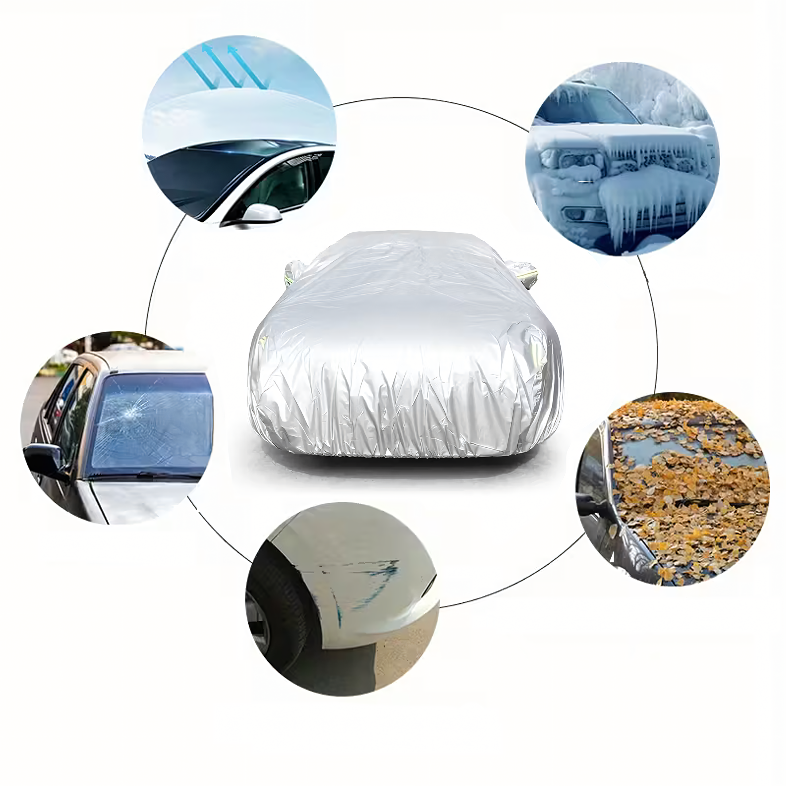 Duży Pokrowiec Plandeka Wodoodporna na Samochód Całoroczna 5,05x1,9x1,5m - obrazek 5