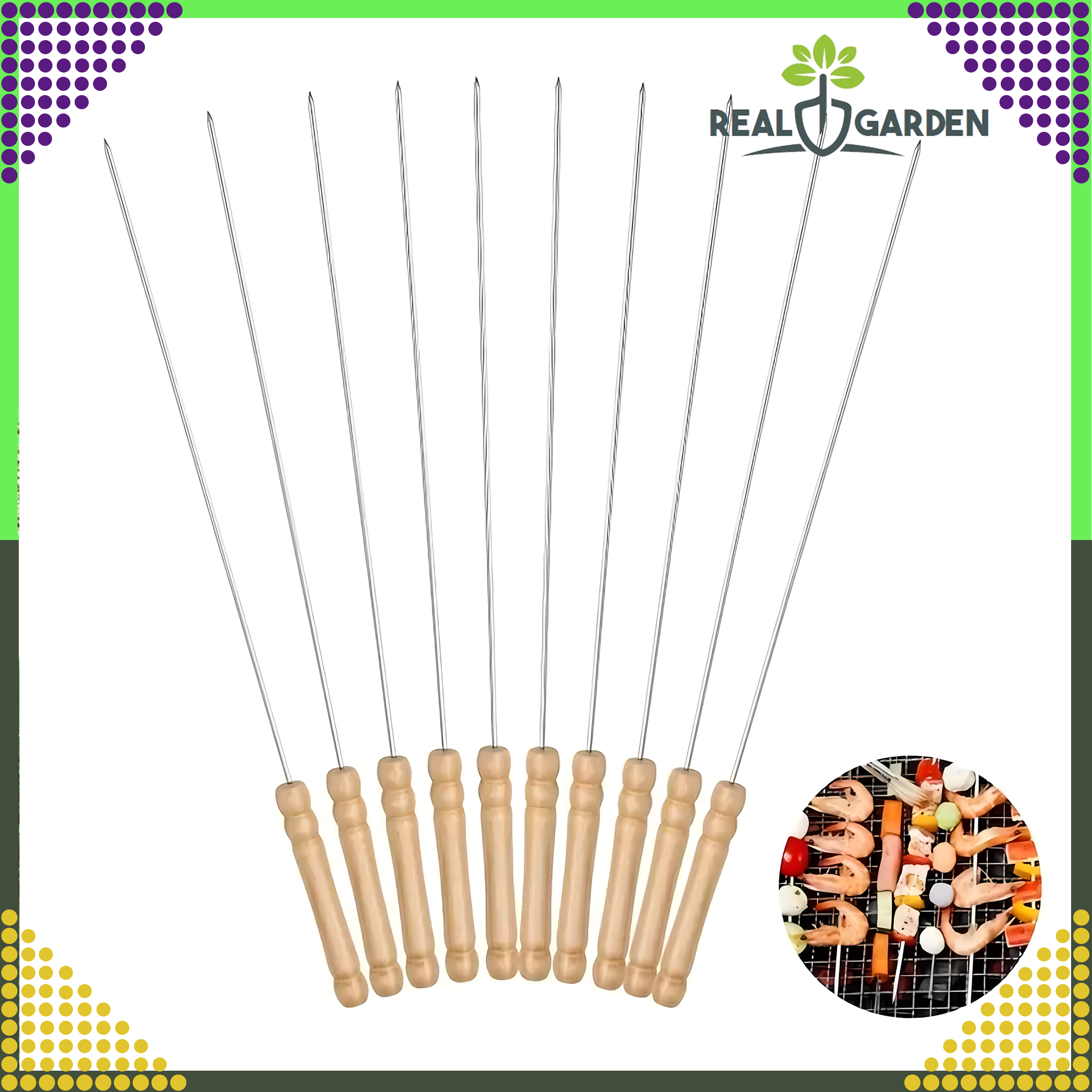 Szpikulce Patyki do Szaszłyków Szpikulec do Grilla Metalowe 10 szt 30 cm - obrazek 3