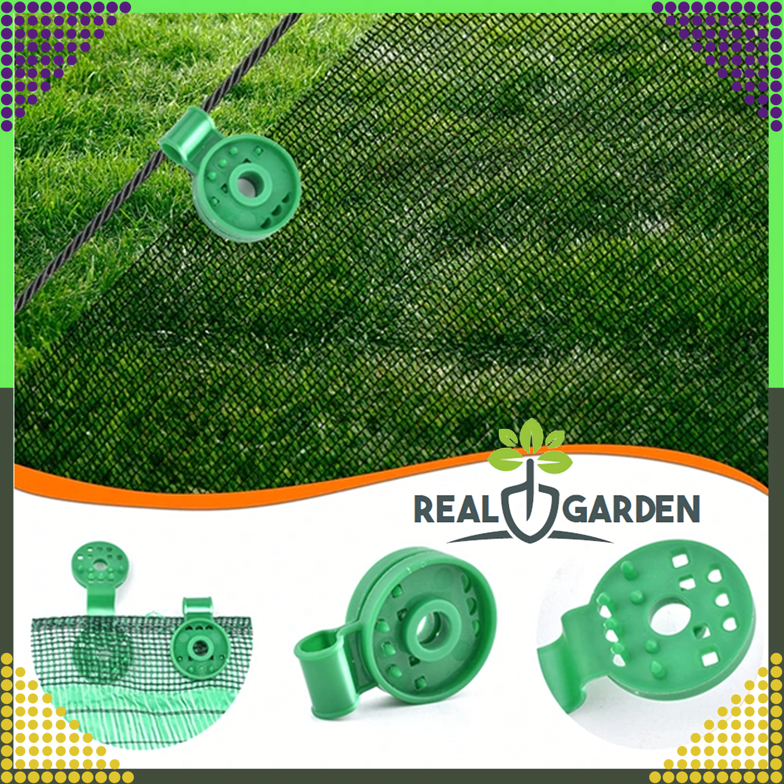 Klipsy Uchwyty Zaczepy do Siatki Cieniującej Osłonowej Ogrodu 20szt Zielony - obrazek 4