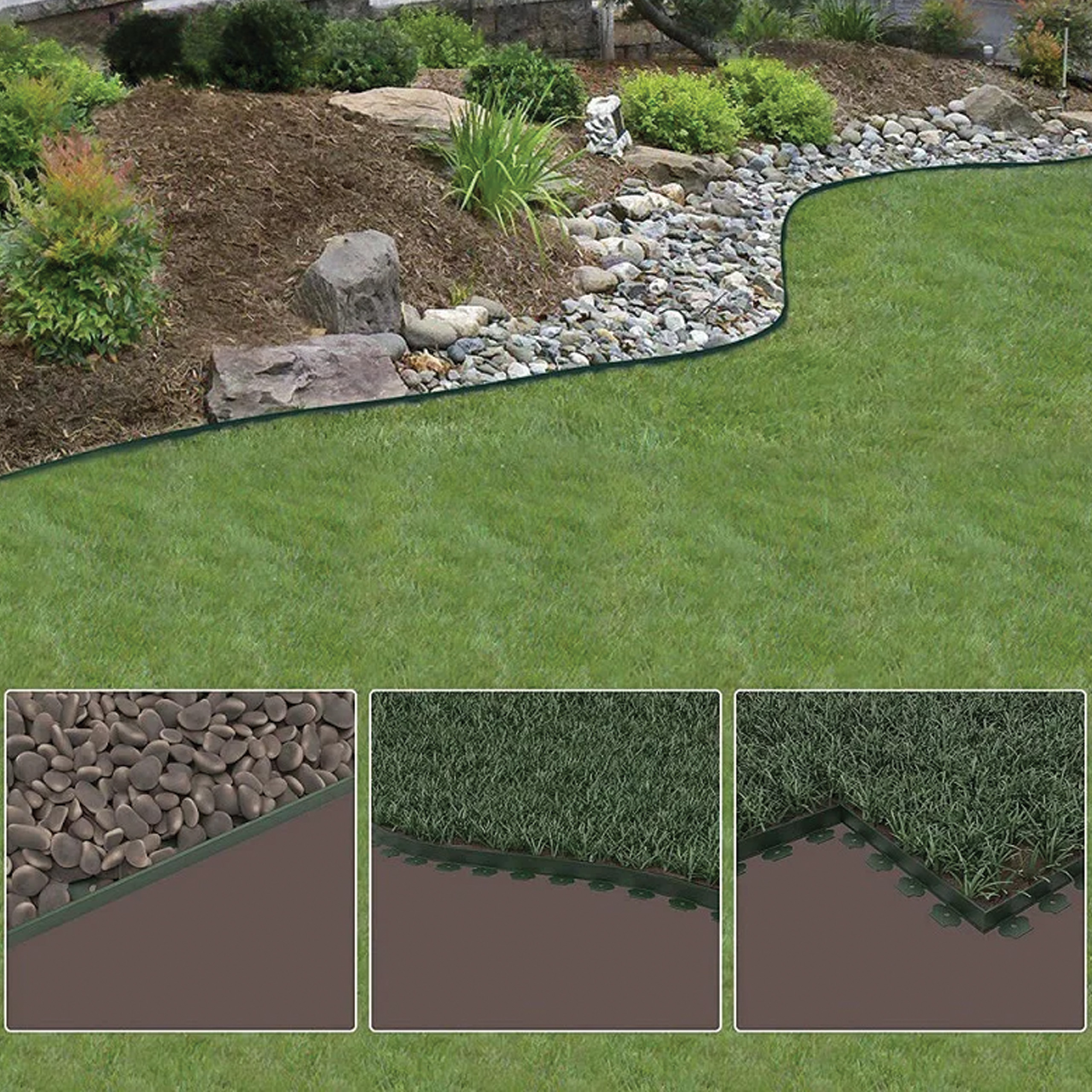 ZESTAW OBRZEŻE TRAWNIKOWE OGRODOWE 40x50x20m 30 KOŁKÓW KOTEW CZARNE - obrazek 7