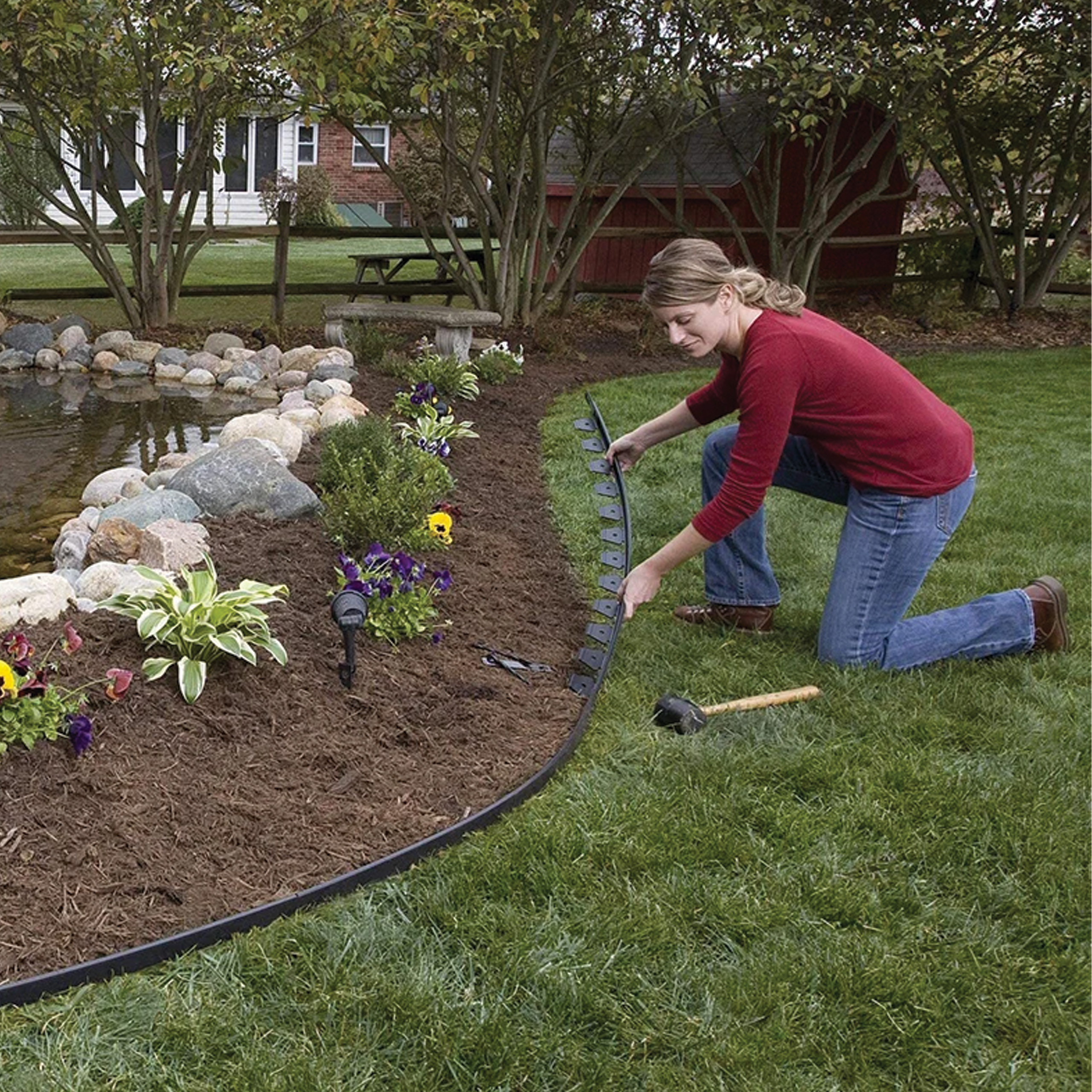 ZESTAW OBRZEŻE TRAWNIKOWE OGRODOWE 40x50x20m 30 KOŁKÓW KOTEW CZARNE - obrazek 9