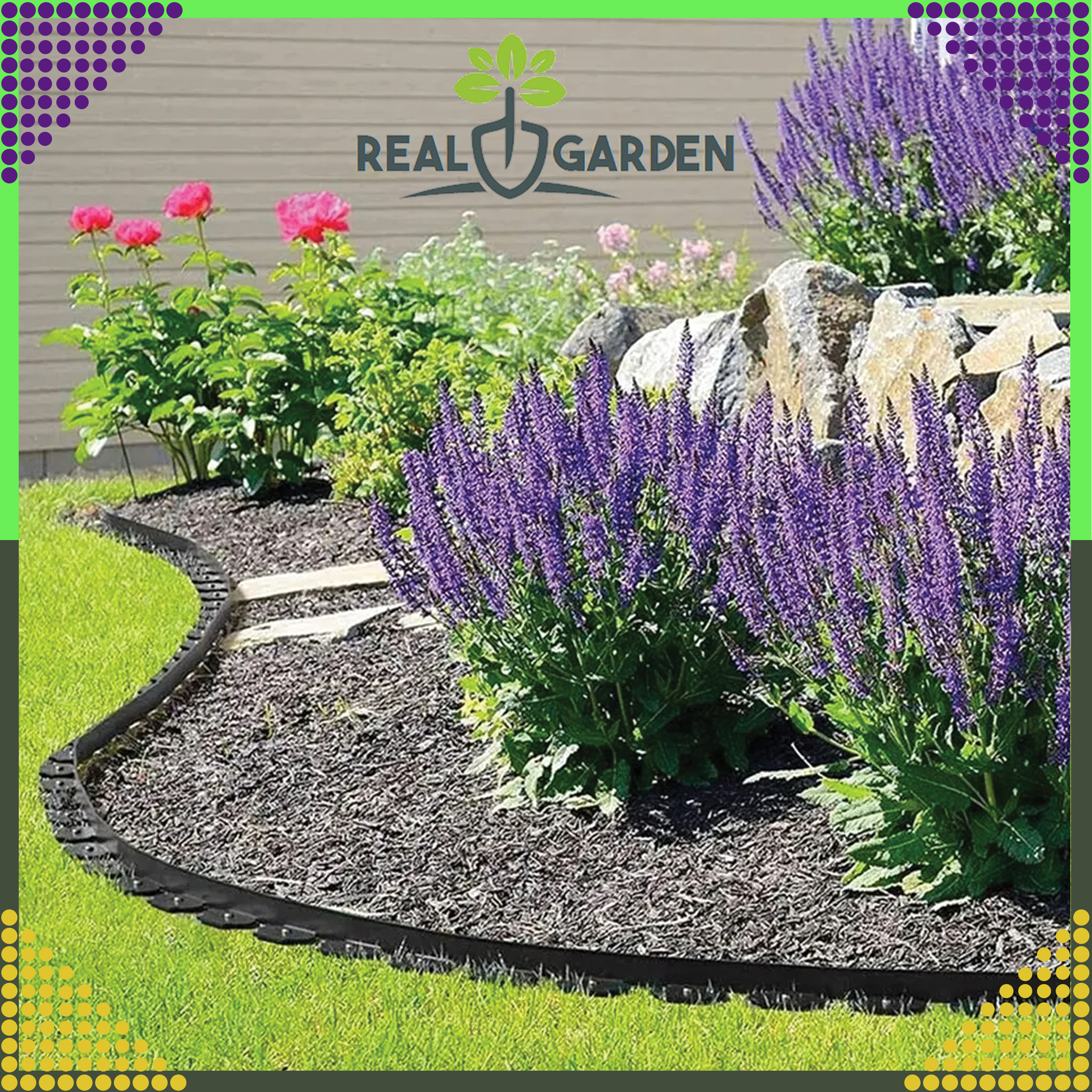 Zestaw Obrzeże Trawnikowe Ogrodowe 60x50x10m 30 Kołków Kotew Kotw Czarne - obrazek 3