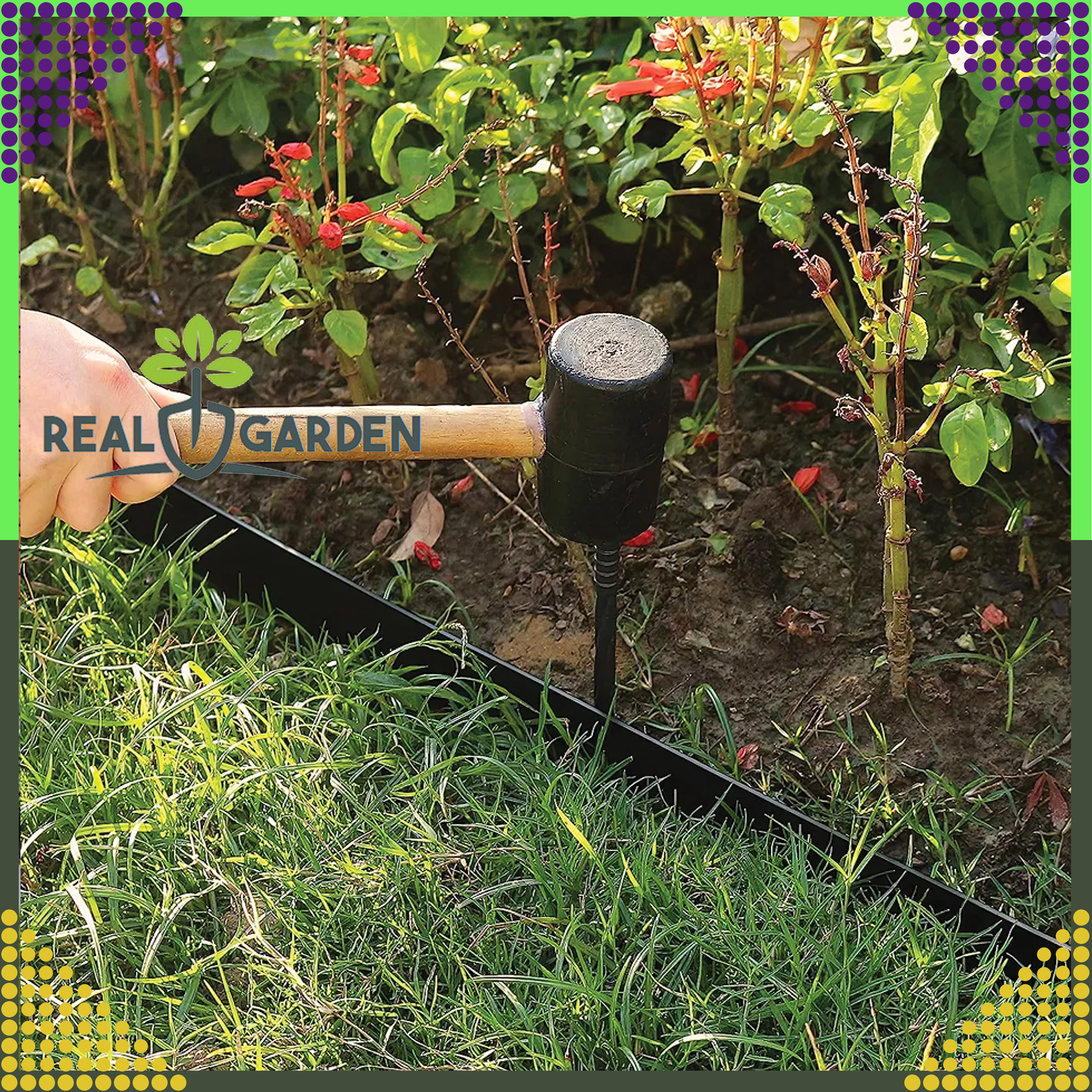 Zestaw Obrzeże Trawnikowe Ogrodowe 60x50x10m 30 Kołków Kotew Kotw Czarne - obrazek 5