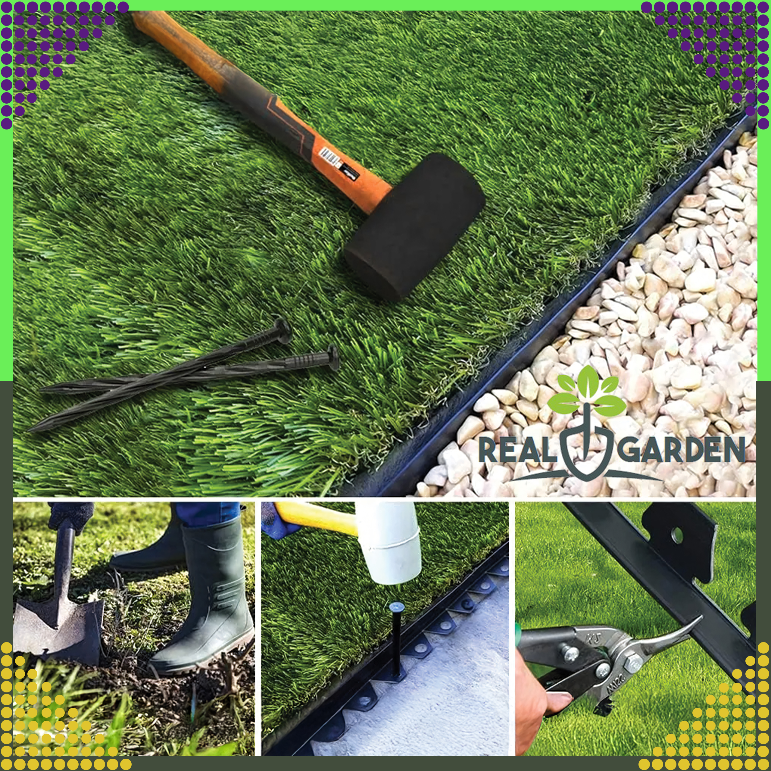 Zestaw Obrzeże Trawnikowe Ogrodowe 60x50x10m 30 Kołków Kotew Kotw Czarne - obrazek 7