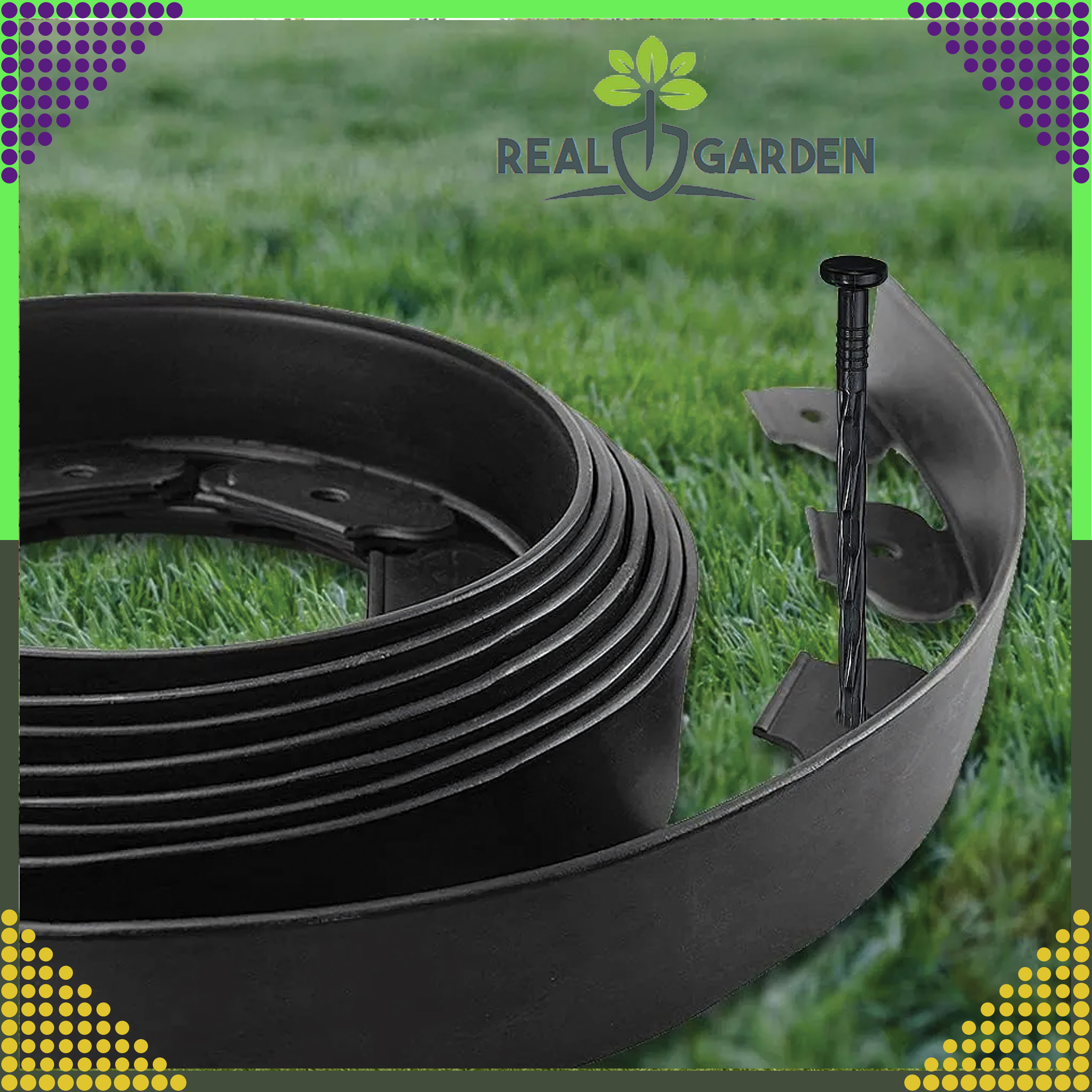 Zestaw Obrzeże Trawnikowe Ogrodowe 60x50x10m 30 Kołków Kotew Kotw Czarne - obrazek 9