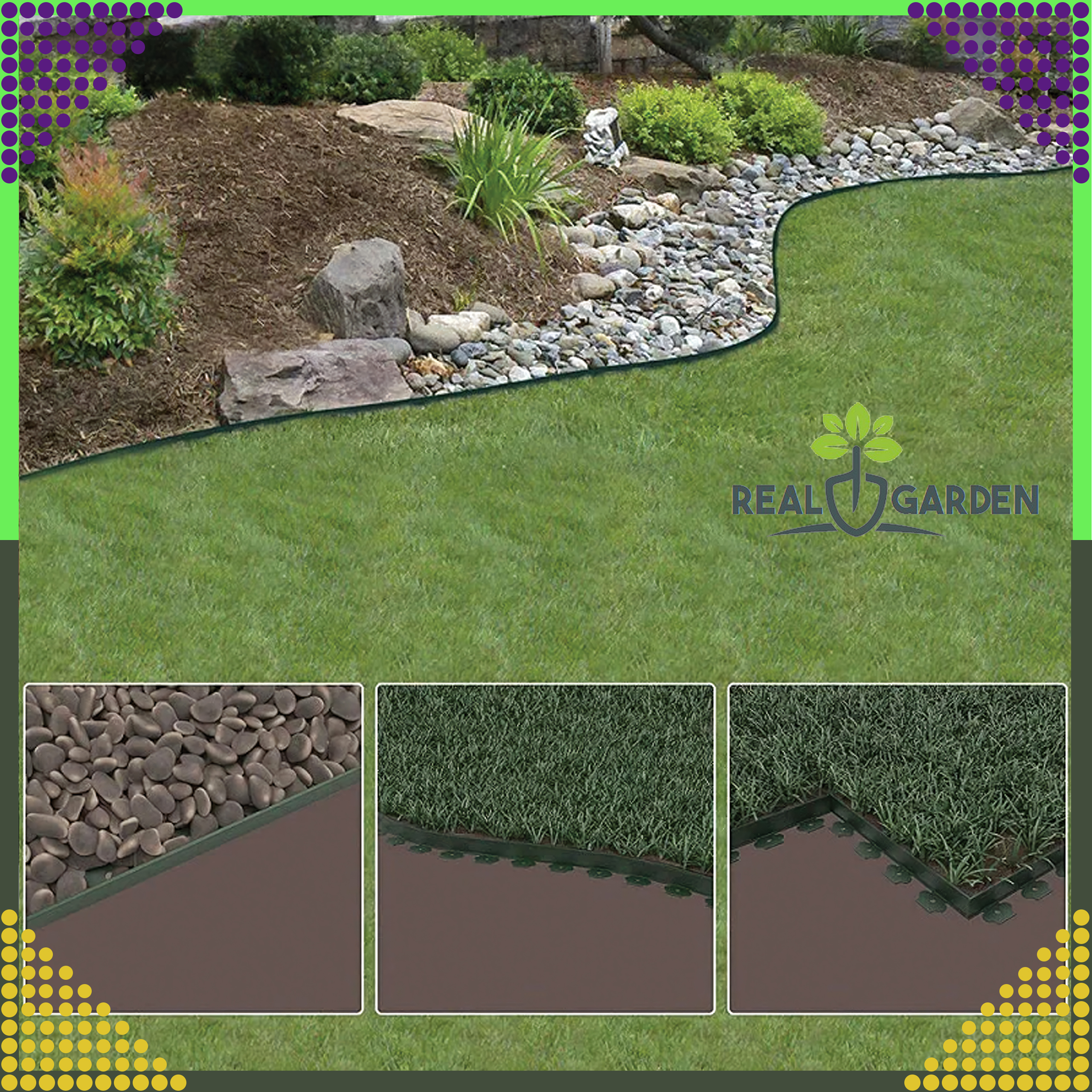 Zestaw Obrzeże Trawnikowe Ogrodowe 60x50x10m 30 Kołków Kotew Kotw Czarne - obrazek 11