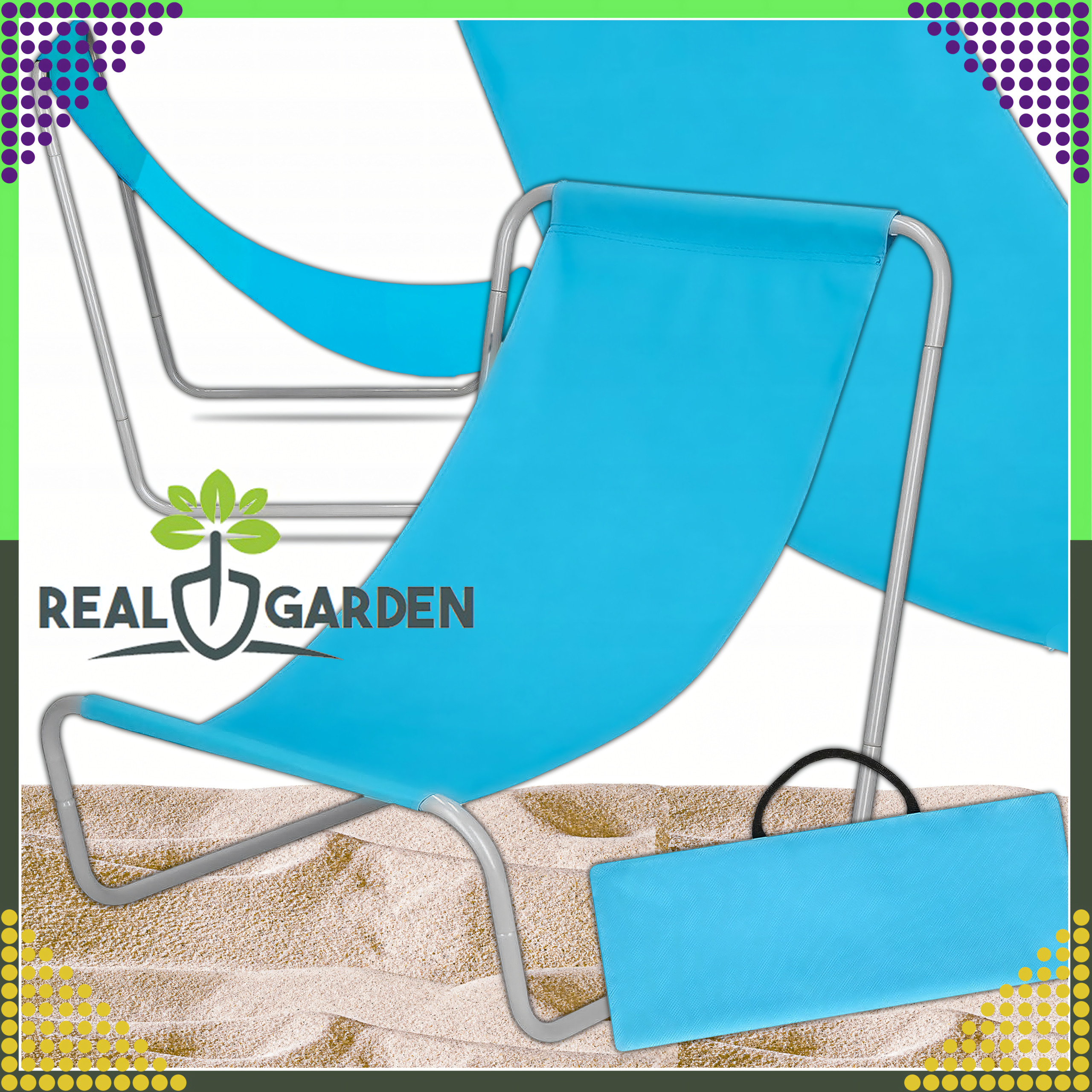 Leżak Ogrodowy Składany Turystyczny Krzeszło Przenośne Plażowe + Torba - obrazek 3