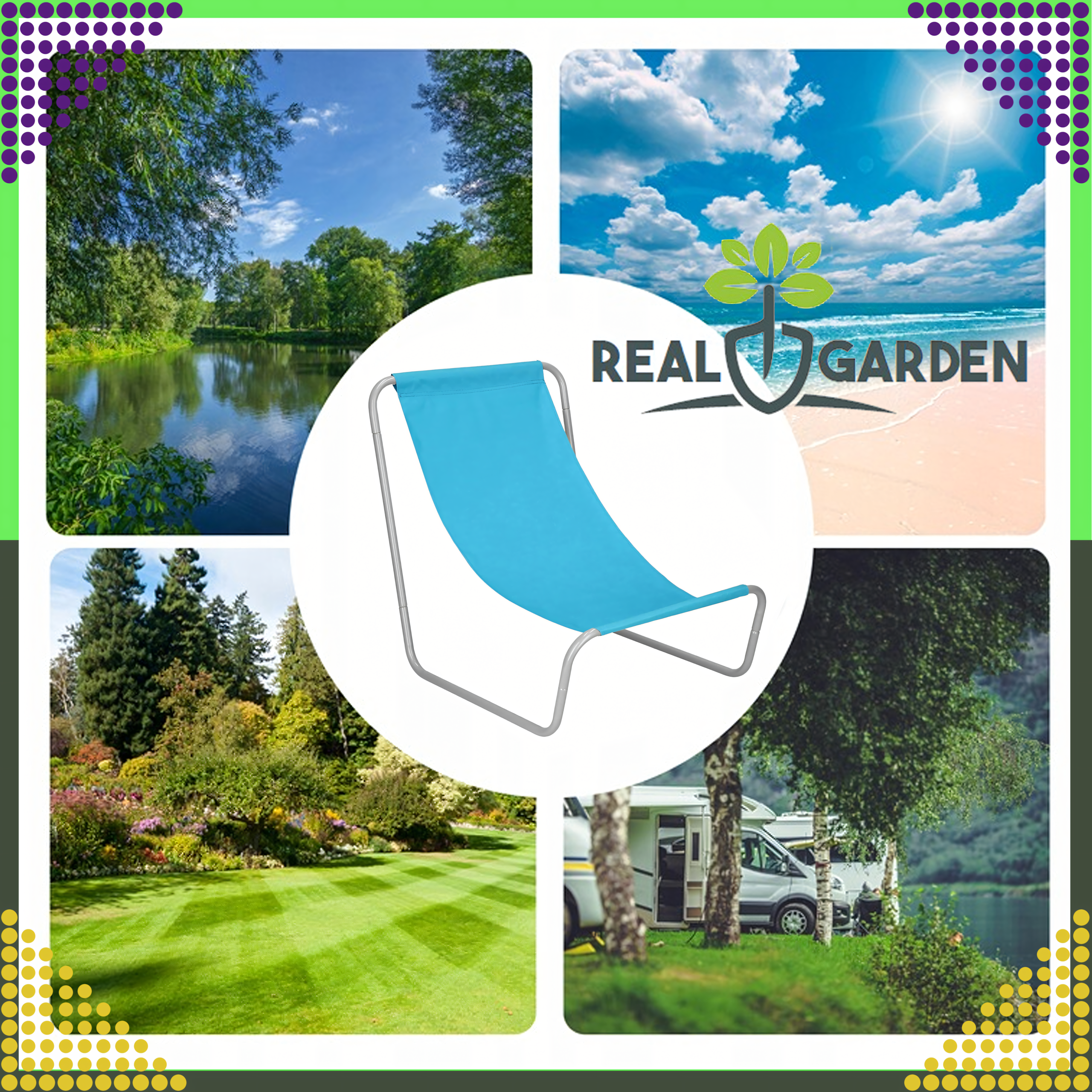 Leżak Ogrodowy Składany Turystyczny Krzeszło Przenośne Plażowe + Torba - obrazek 5