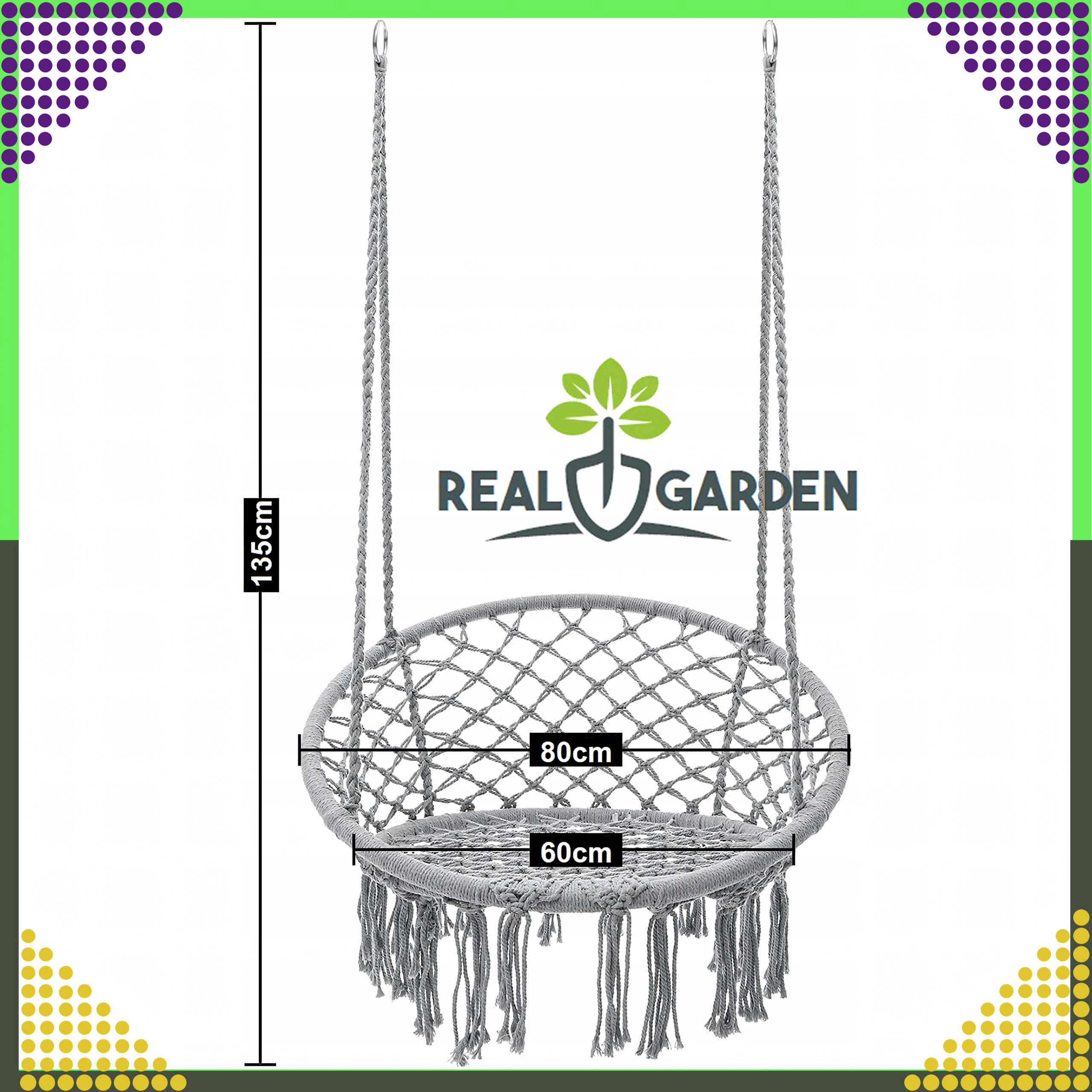 Fotel Wiszący Huśtawka Ogrodowa Bocianie Gniazdo na Ogród Balkon Boho + Poduszka - obrazek 6