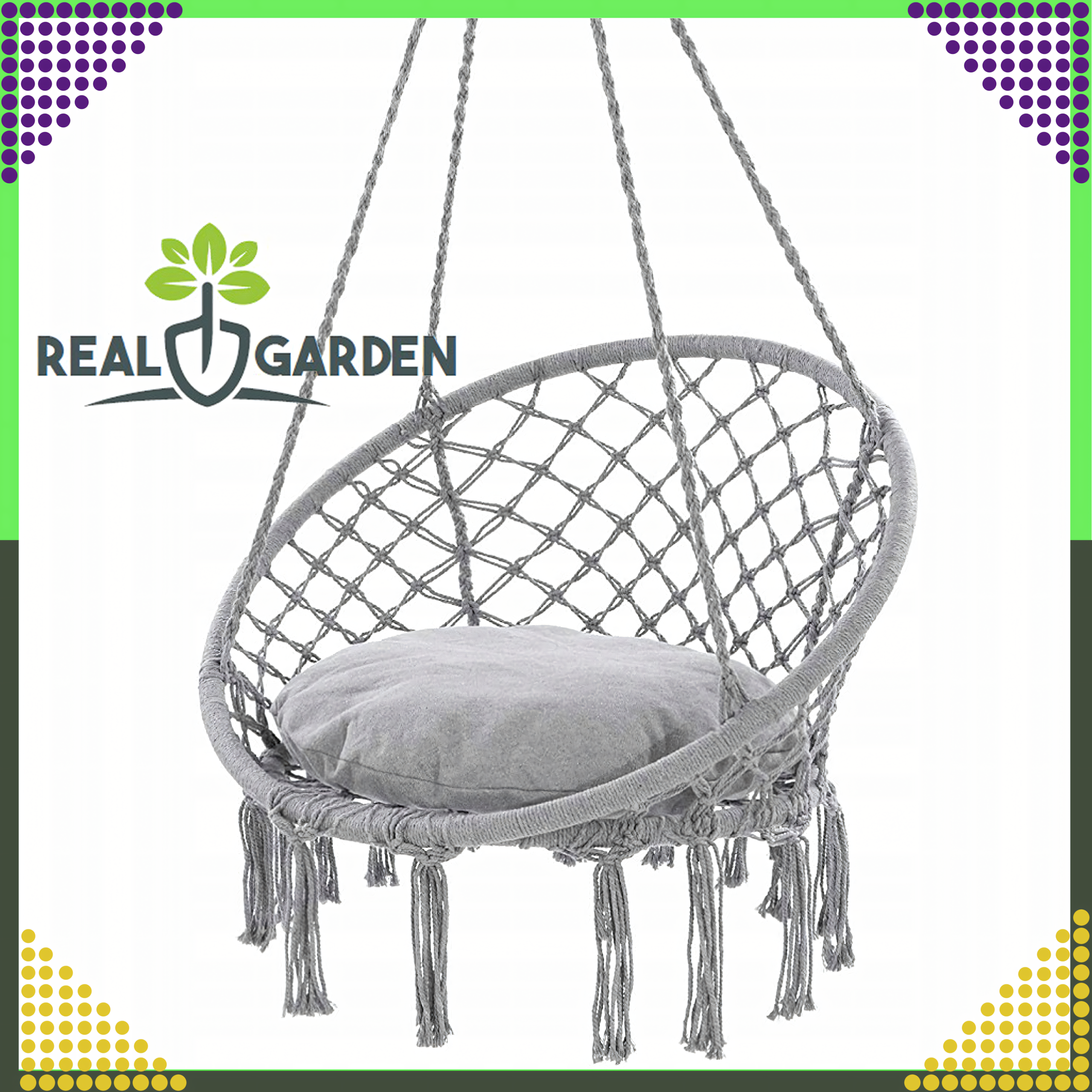 Fotel Wiszący Huśtawka Ogrodowa Bocianie Gniazdo na Ogród Balkon Boho + Poduszka - obrazek 9