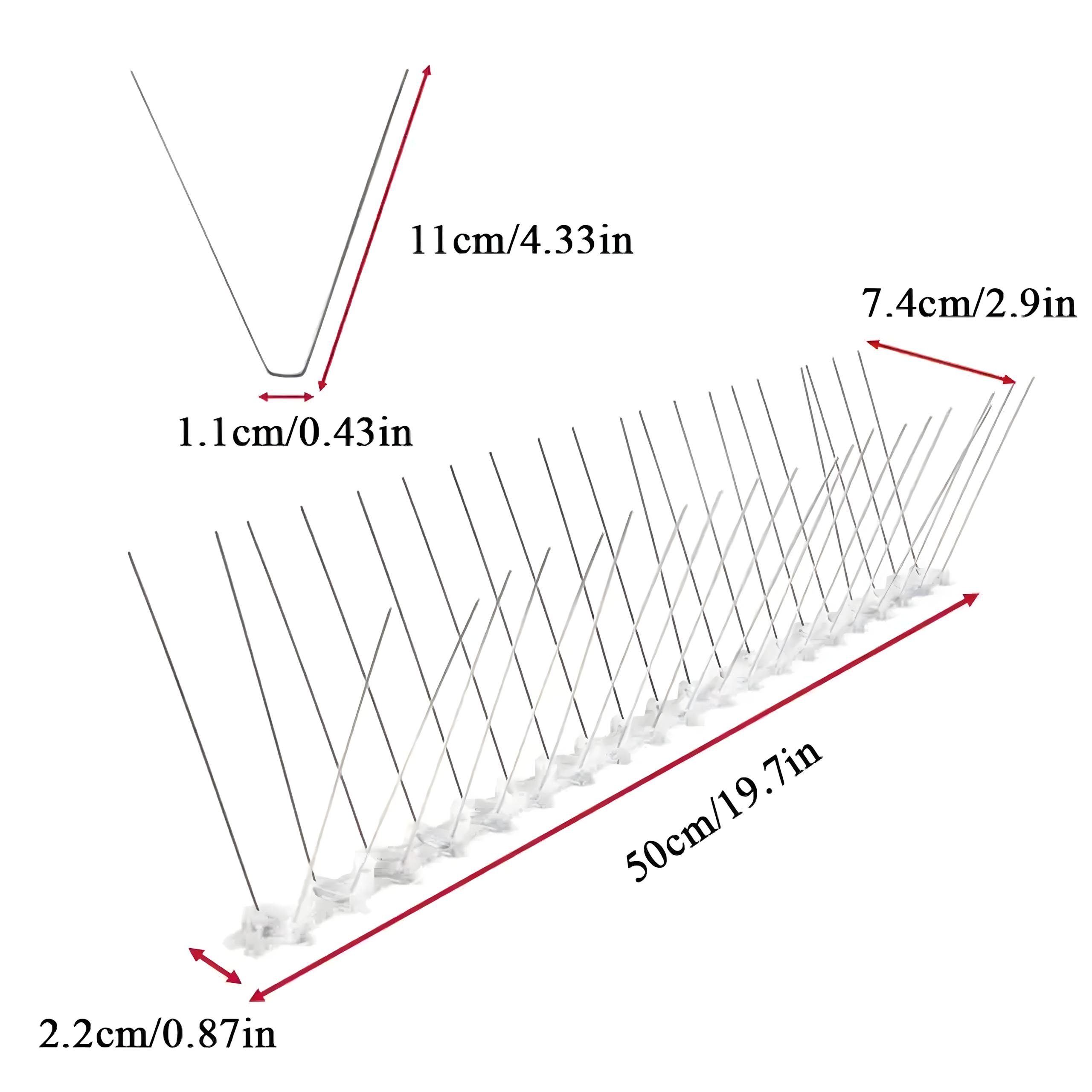 100 x METALOWE STALOWE NIERDZEWNE KOLCE NA PTAKI GOŁĘBIE WRÓBLE NA PARAPET GZYMS 50CM - obrazek 8