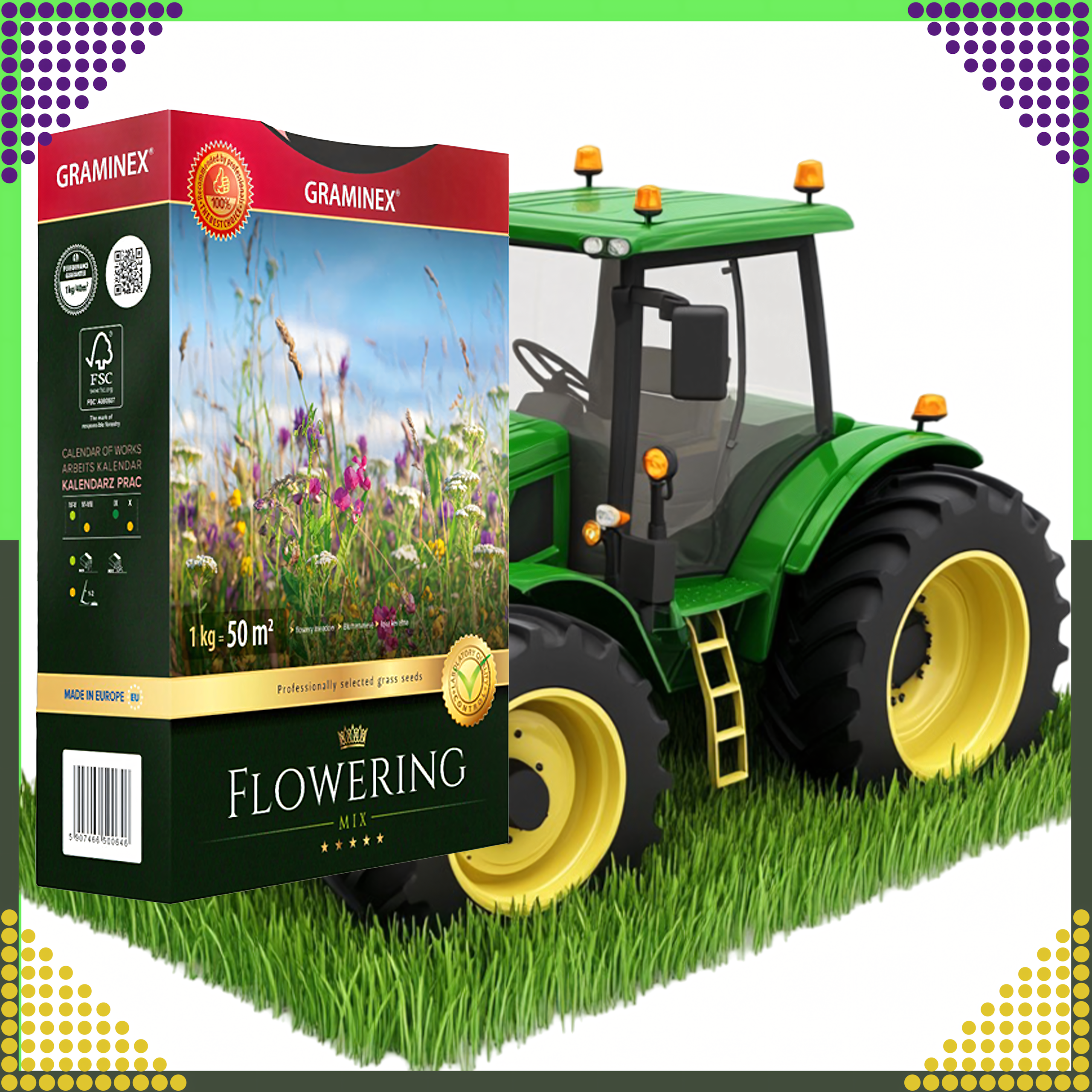 Premium Trawa Mieszanka FLOWERING Mix 1kg 40m Trawnik Łąka Kwiatowa Nasiona - obrazek 5