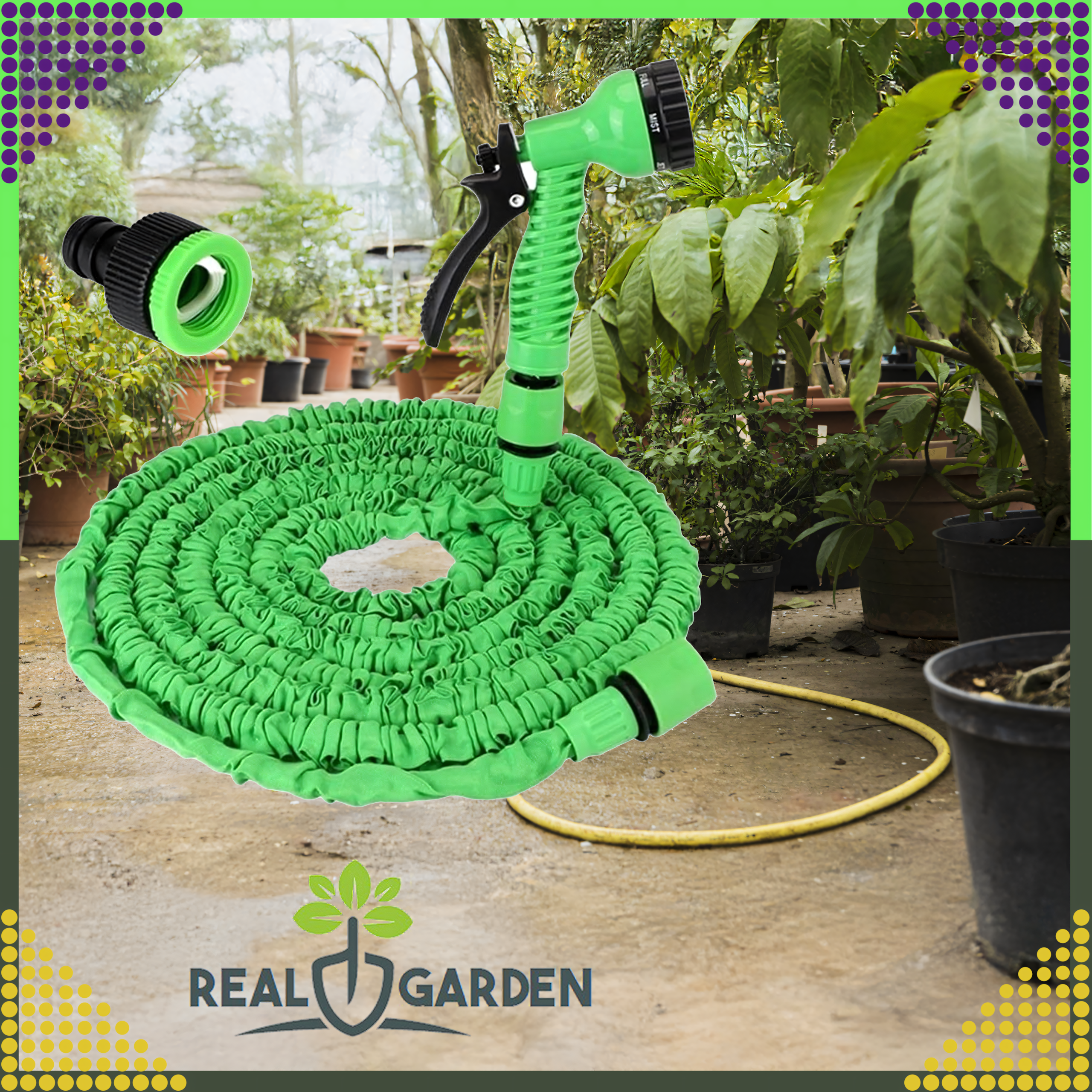 Wąż Ogrodowy Rozciągliwy Elastyczny 2,5-7,5m Złączki Pistolet Uniwersalny - obrazek 4