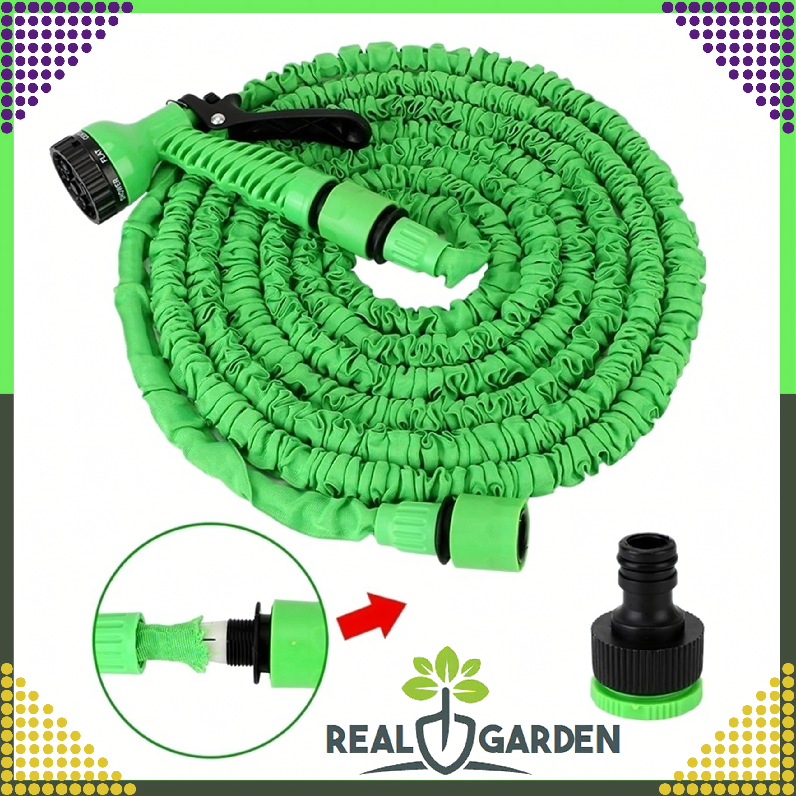 Wąż Ogrodowy Rozciągliwy Elastyczny 2,5-7,5m Złączki Pistolet Uniwersalny - obrazek 6