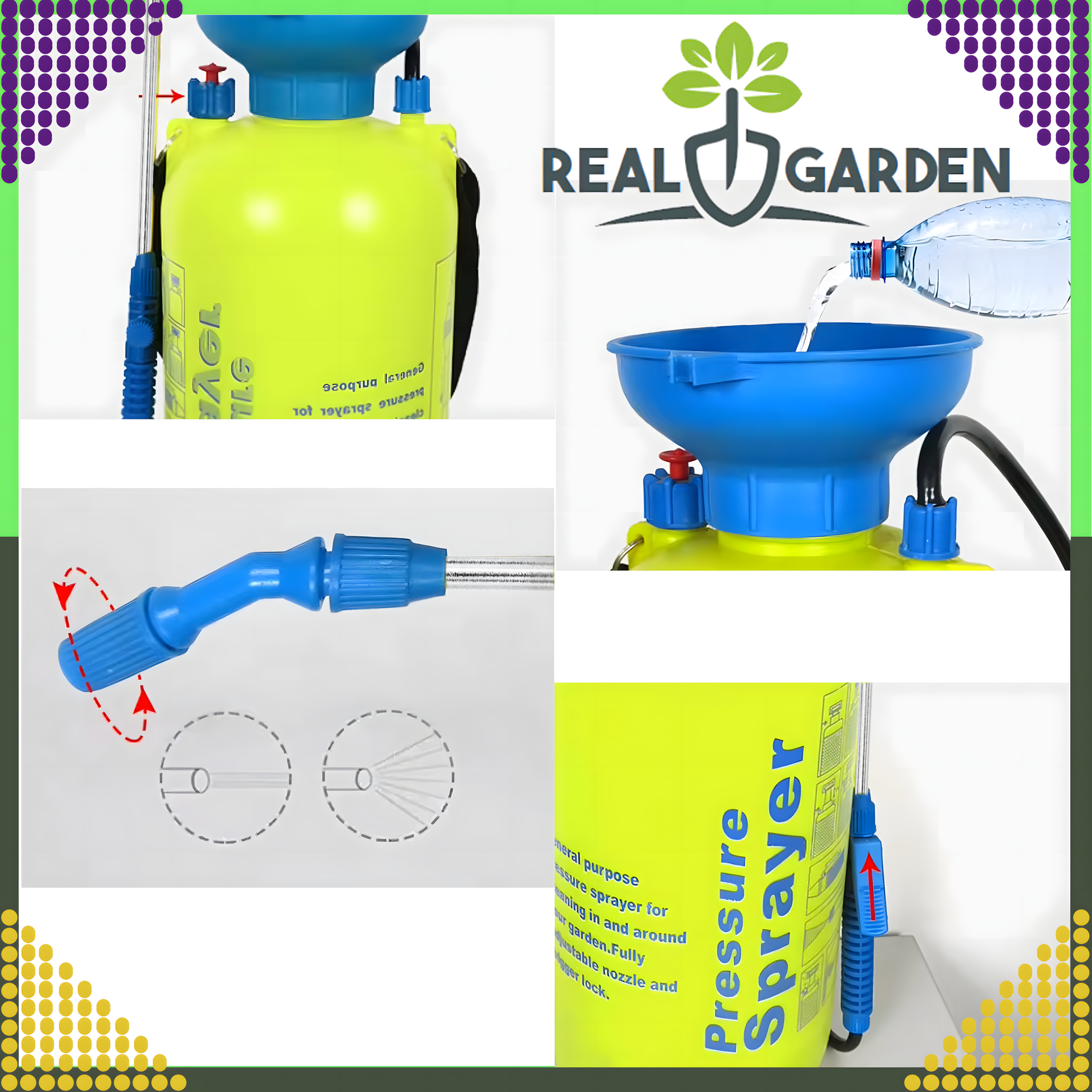 120x Opryskiwacz Spryskiwacz Ogrodowy Domowy Ręczny Ciśnieniowy 5L Lanca Szelki - obrazek 6