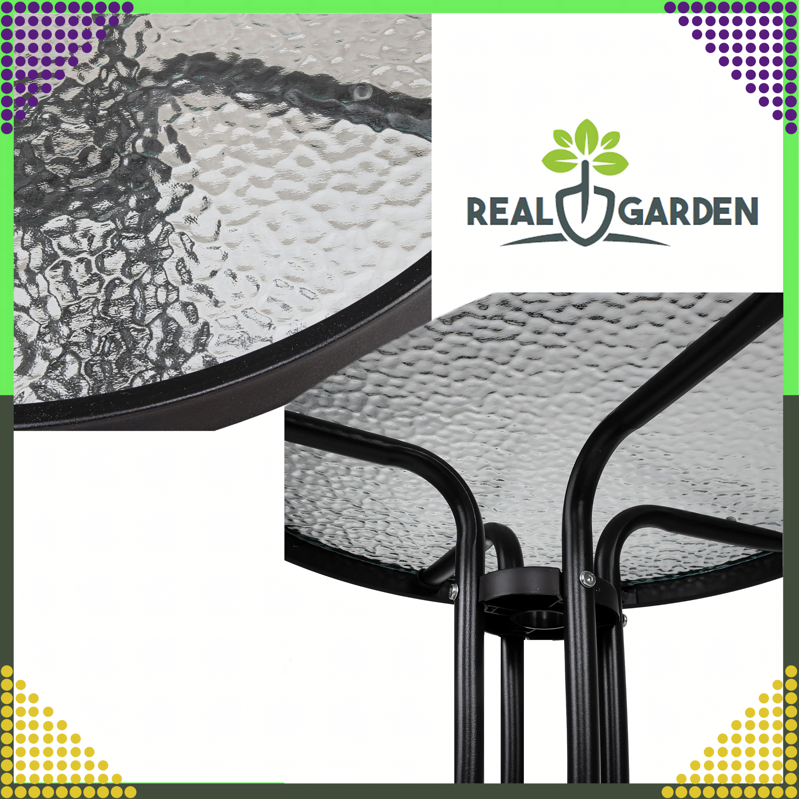 Stolik Szklany Hartowany Kawowy na Balkon Taras Patio Okrągły Czarny 60 cm - obrazek 8