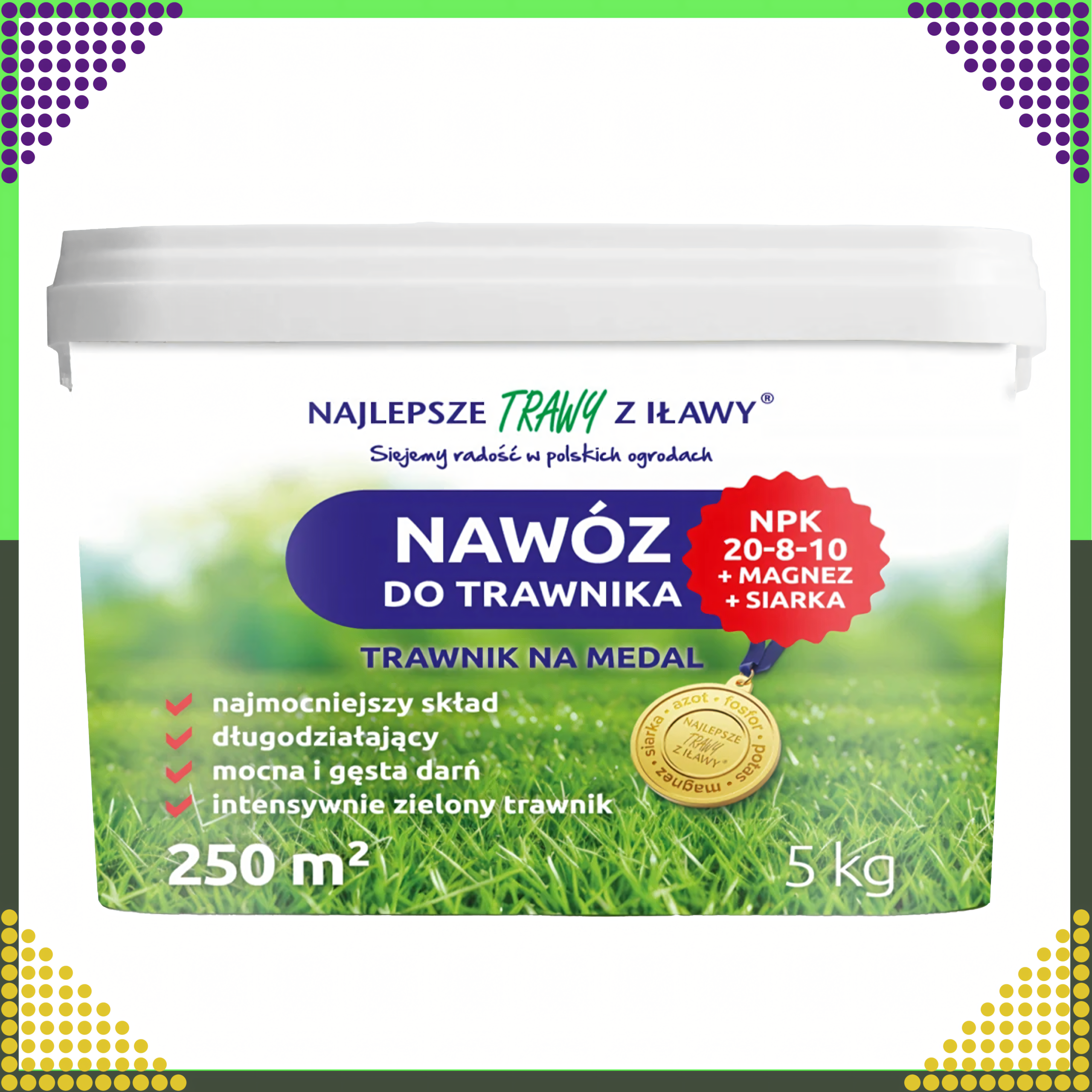 Nawóz do Trawnika Trawy Wieloskładnikowy NPK 20-8-10 Granulat 5 kg 250 m - obrazek 4