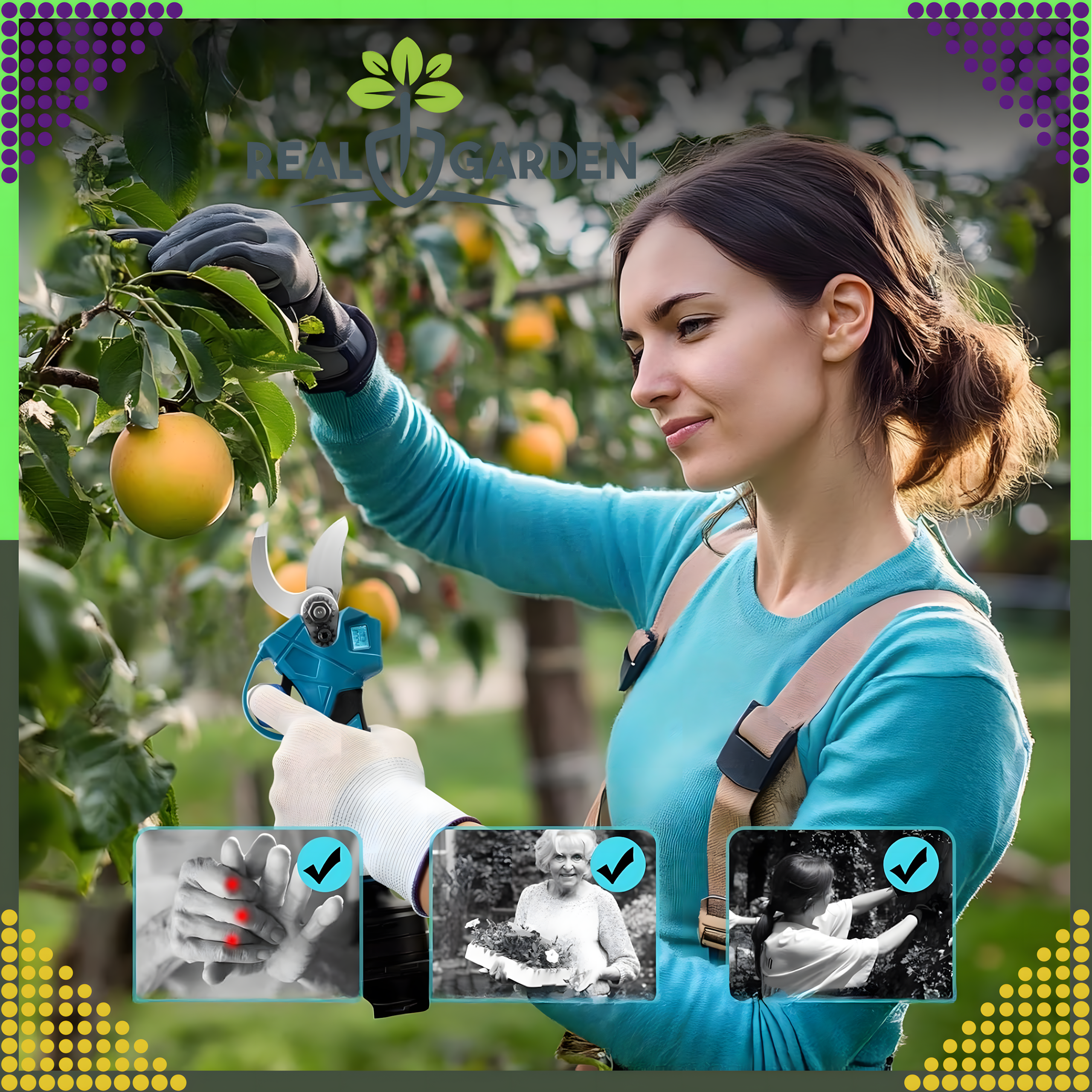 Sekator Ogrodowy do Krzewów Gałęzi Nożyce Ręczne Mocny 2 x Akumulator Zestaw - obrazek 4