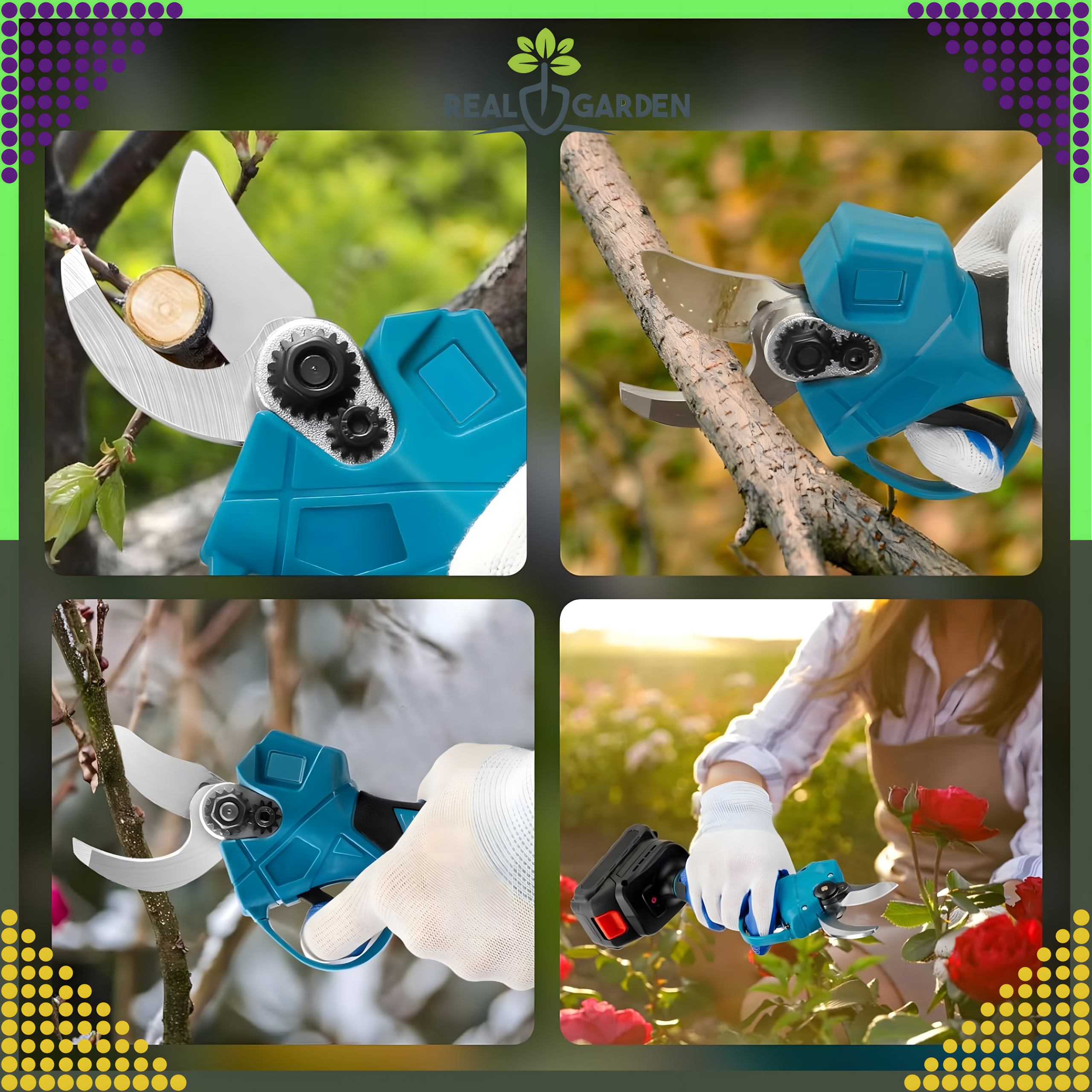 Sekator Ogrodowy do Krzewów Gałęzi Nożyce Ręczne Mocny 2 x Akumulator Zestaw - obrazek 7