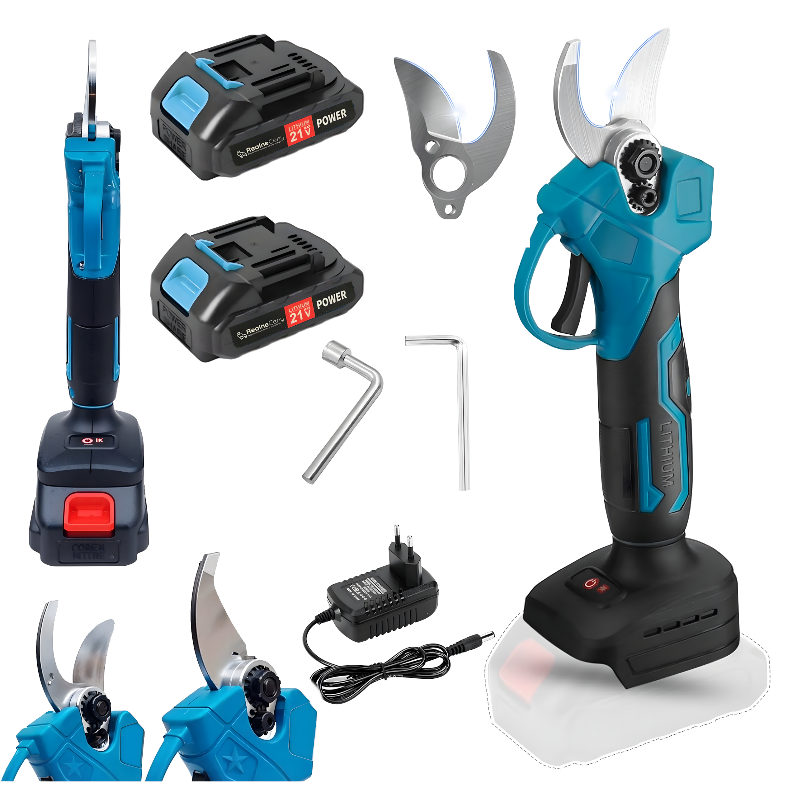 Sekator Ogrodowy do Krzewów Gałęzi Nożyce Ręczne Mocny 2 x Akumulator Zestaw - obrazek 9