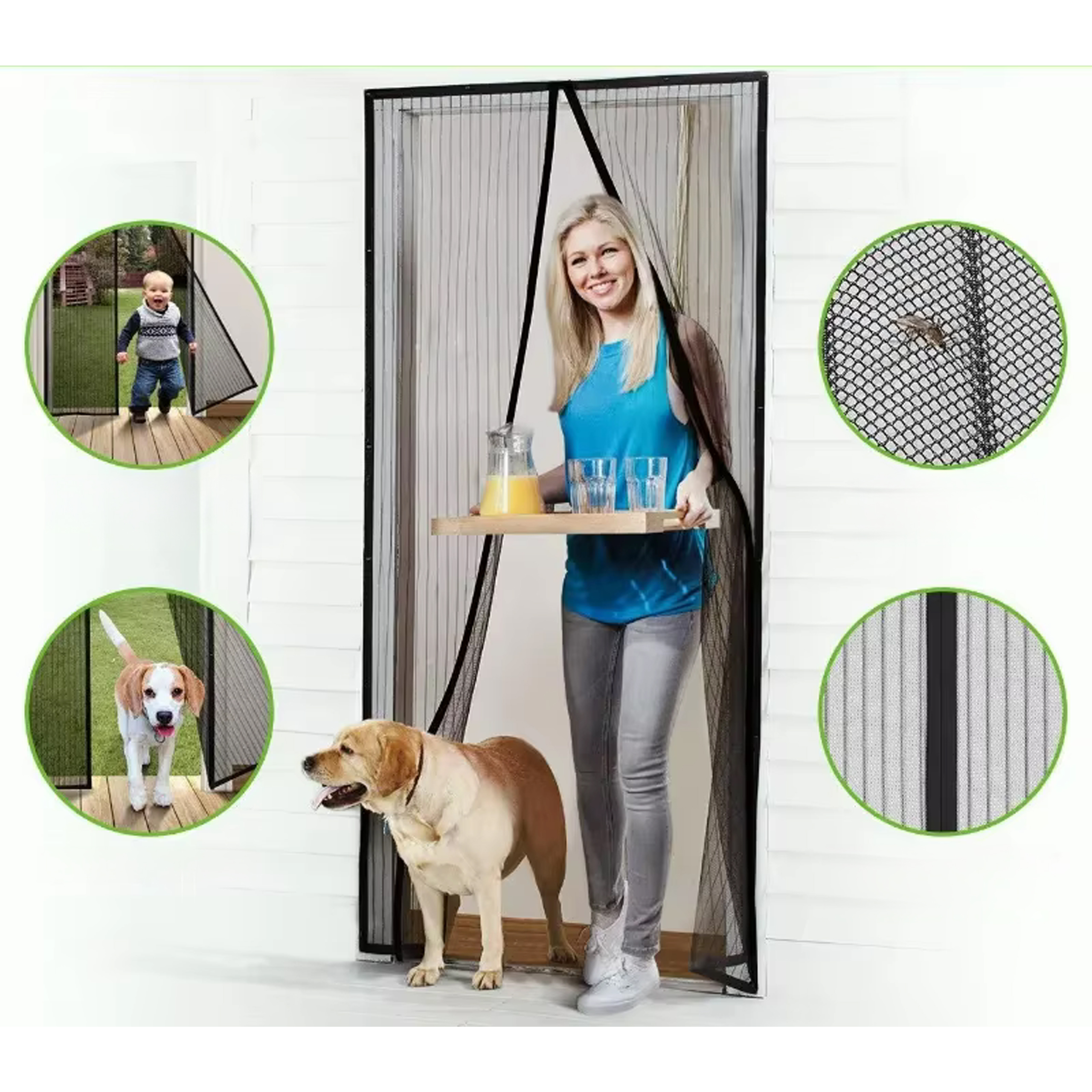 Moskitiera Siatka na Drzwi Duża Magnes Zasłona Kurtyna Szczelna 210x100 cm - obrazek 11