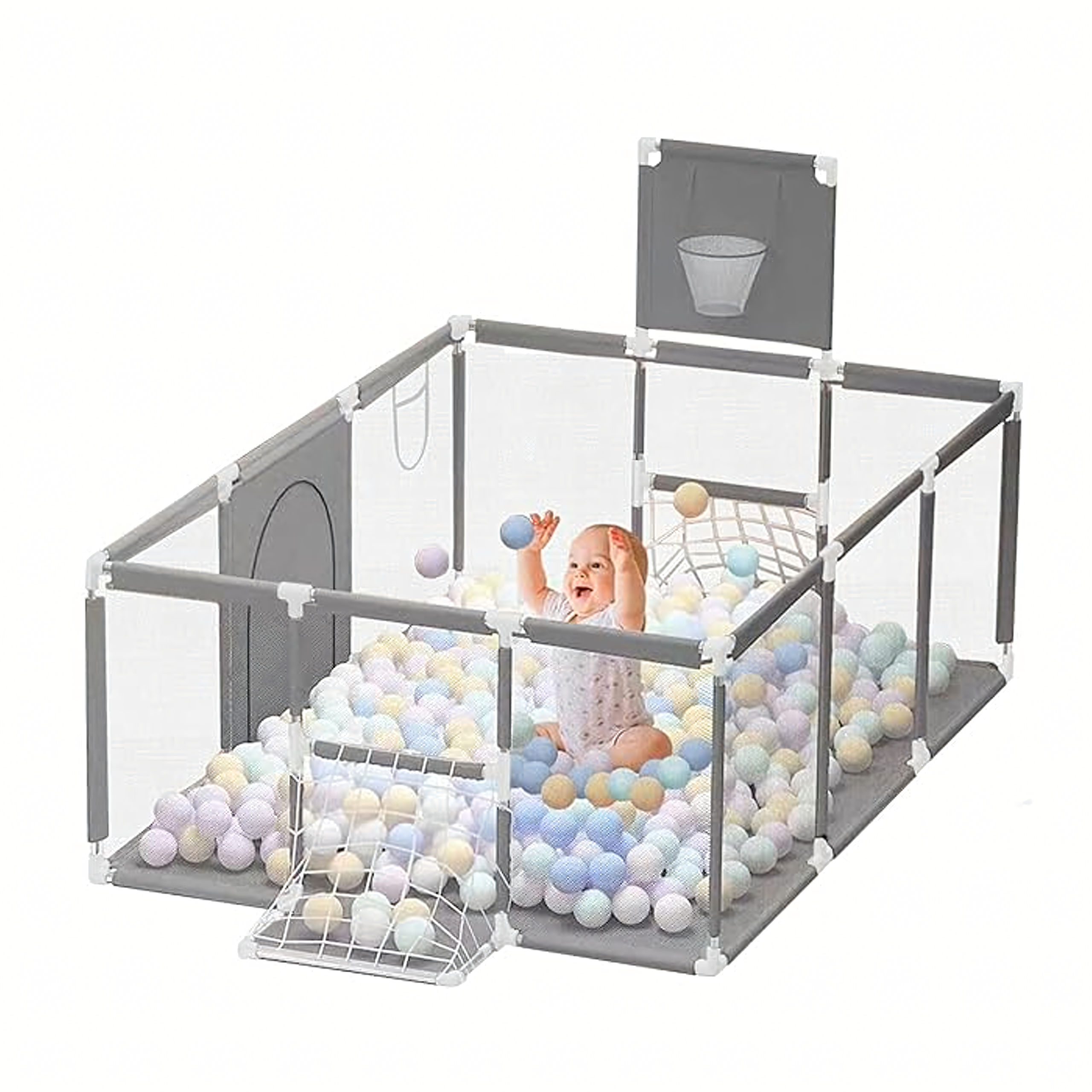 PALETA 72 SZT Kojec Dziecięcy Plac Zabaw Suchy Basen dla Dzieci 235x129cm Boisko Piłki - obrazek 3