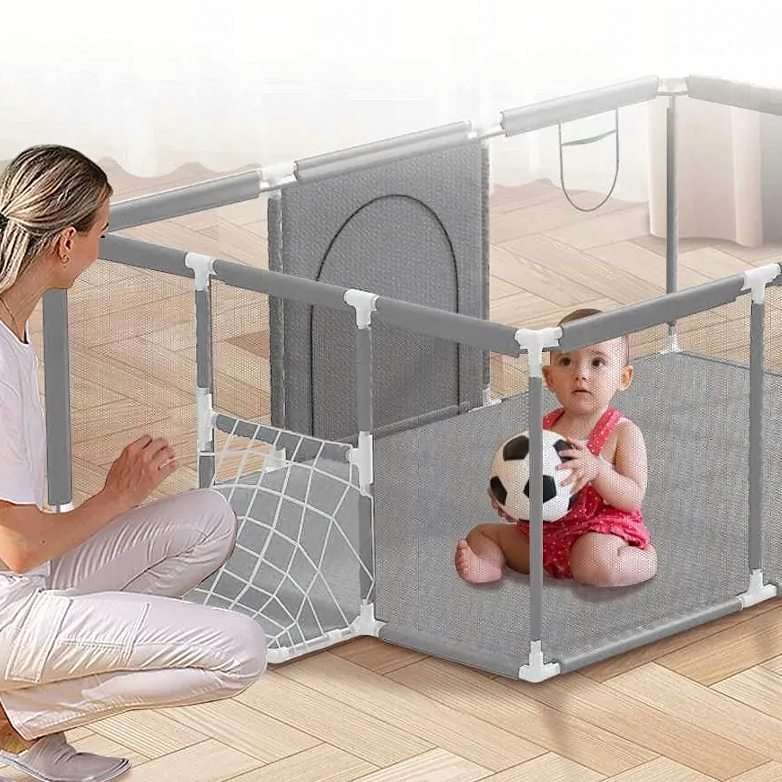 PALETA 72 SZT Kojec Dziecięcy Plac Zabaw Suchy Basen dla Dzieci 235x129cm Boisko Piłki - obrazek 8