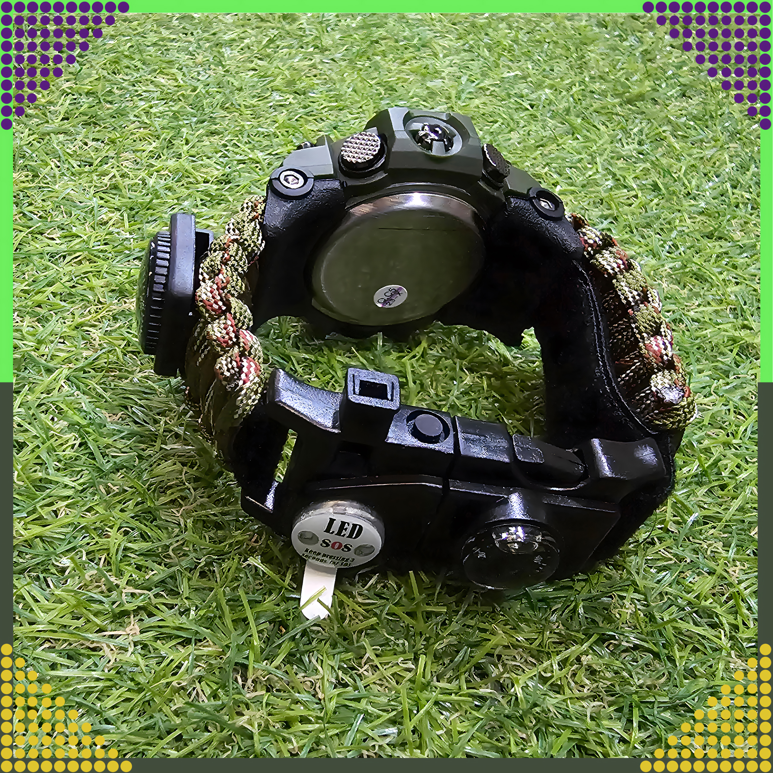 Zegarek Survivalowy Wojskowy 8w1 Nóż Krzesiwo Kompas Paracord Bransoletka - obrazek 3