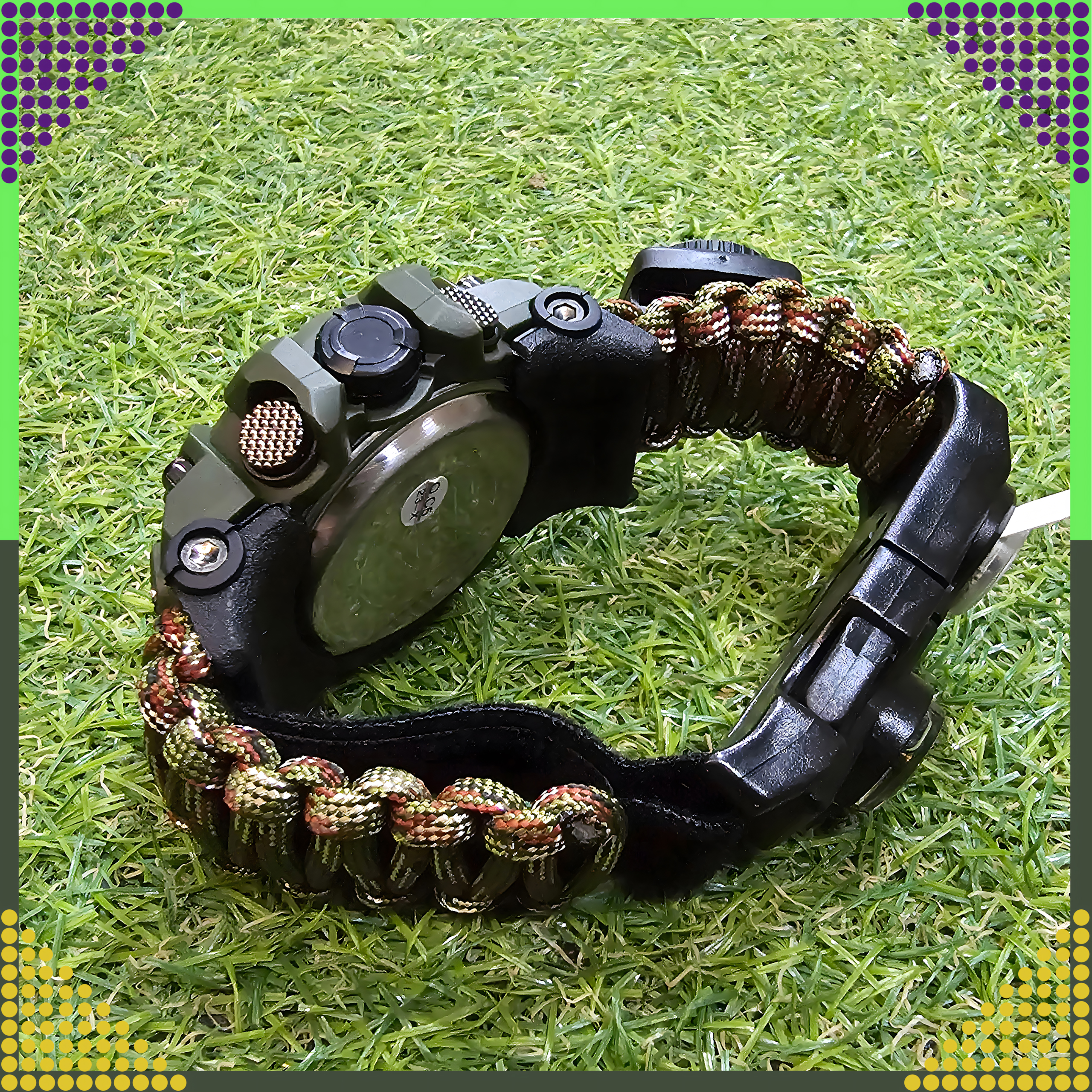 Zegarek Survivalowy Wojskowy 8w1 Nóż Krzesiwo Kompas Paracord Bransoletka - obrazek 8