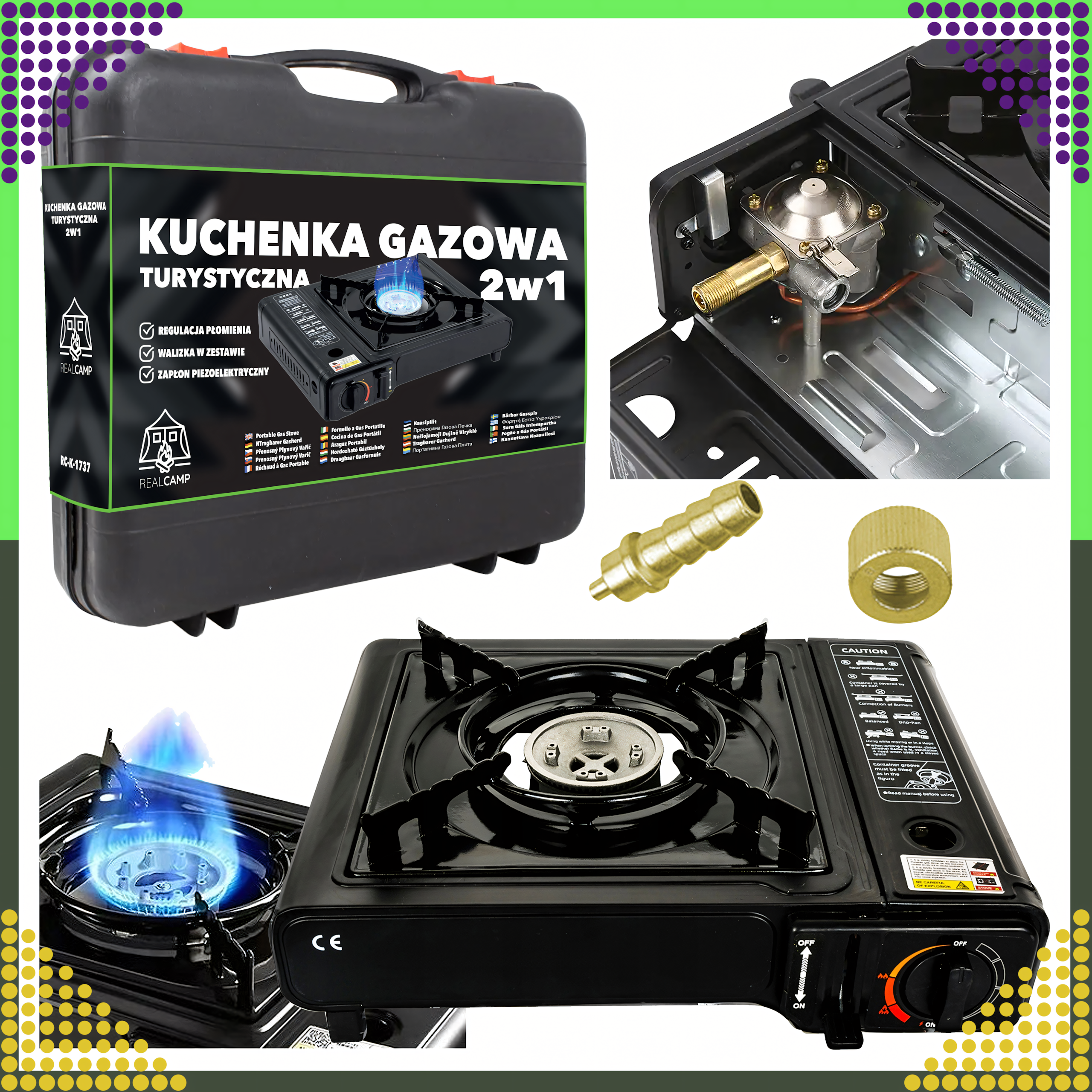 Kuchenka Turystyczna Gazowa Polowa Przenośna na Kartusze 2w1 w Walizce - obrazek 3