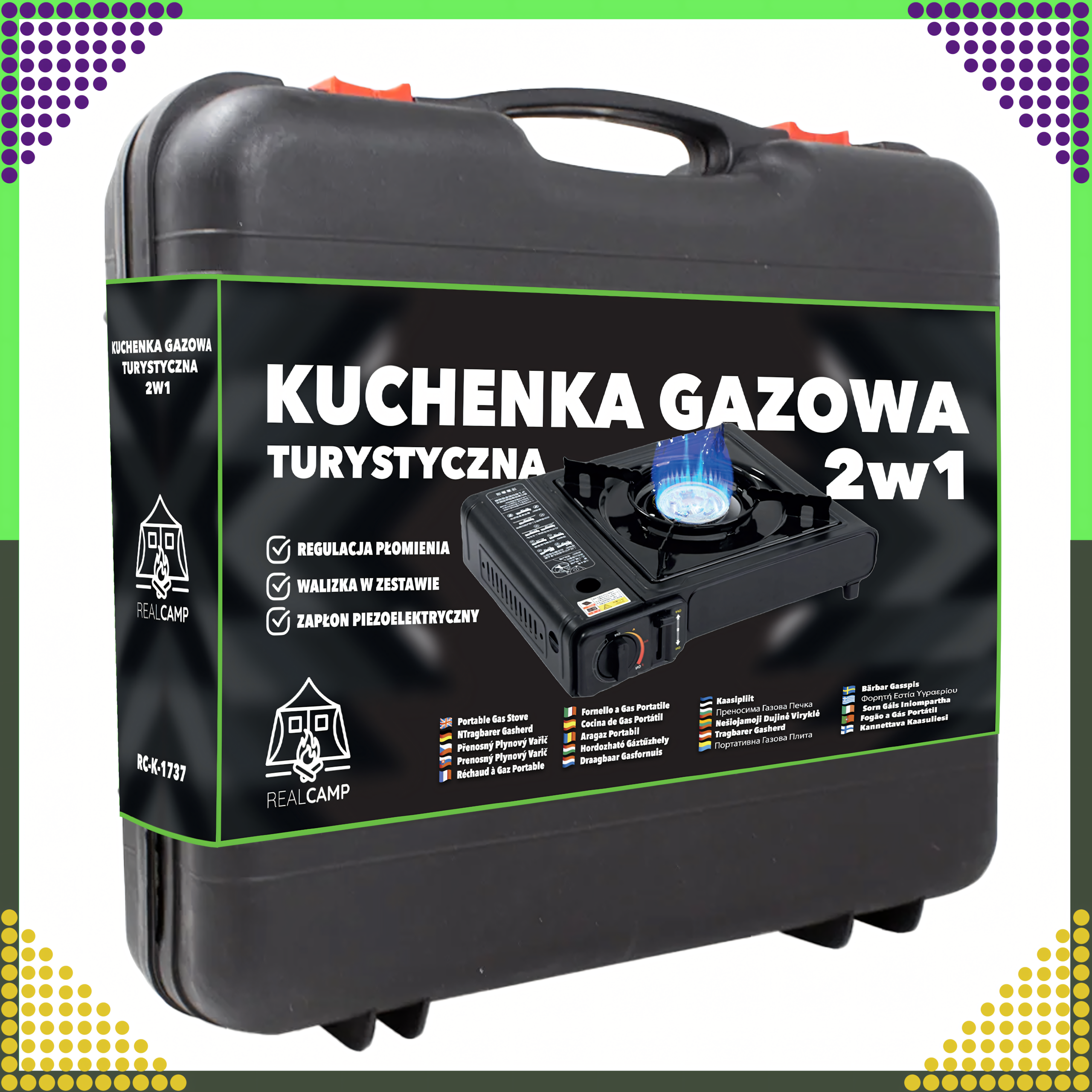 Kuchenka Turystyczna Gazowa Polowa Przenośna na Kartusze 2w1 w Walizce - obrazek 4