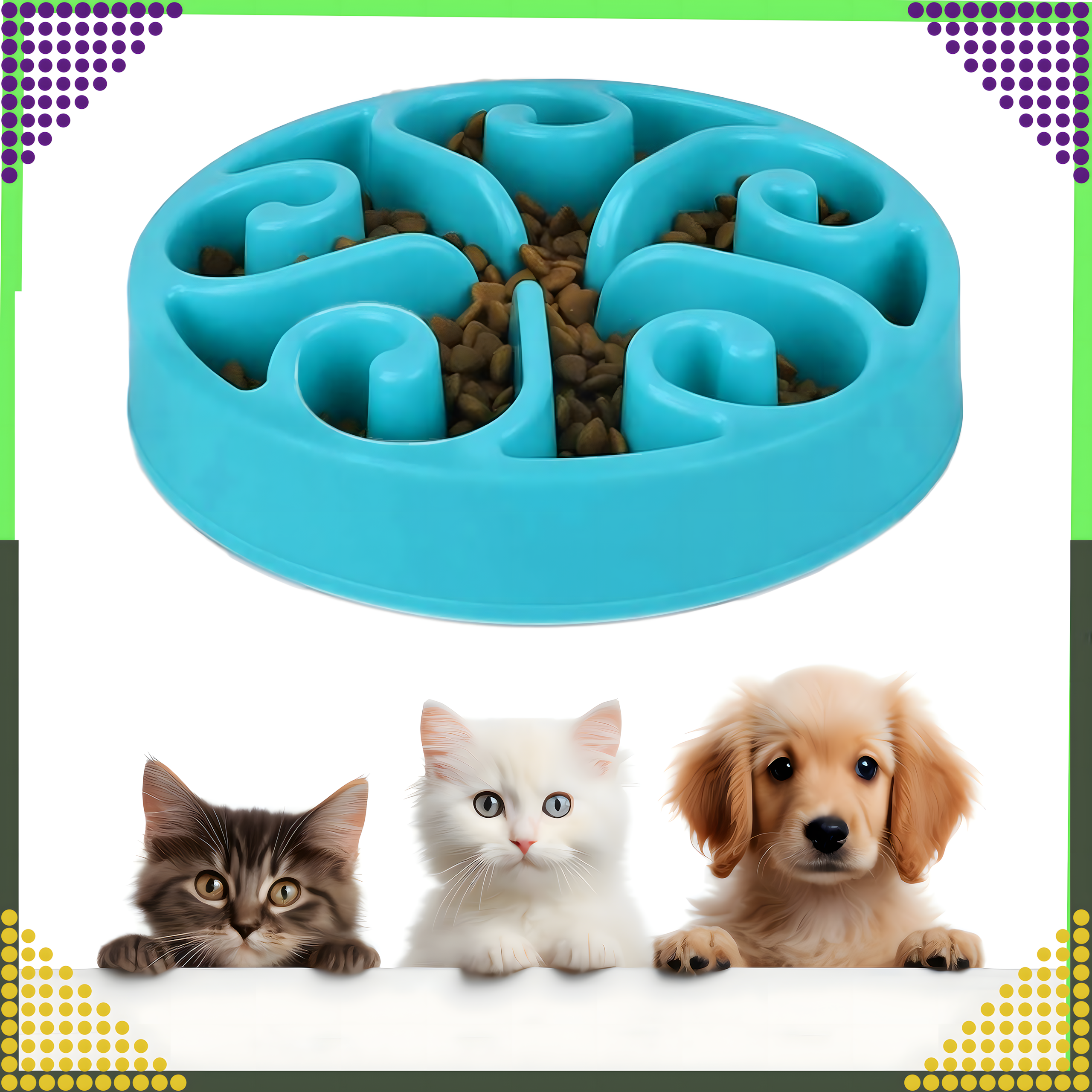 Miska Spowalniająca Jedzenie dla Psa Kota Zwierząt Duża z Przegrodami - obrazek 11